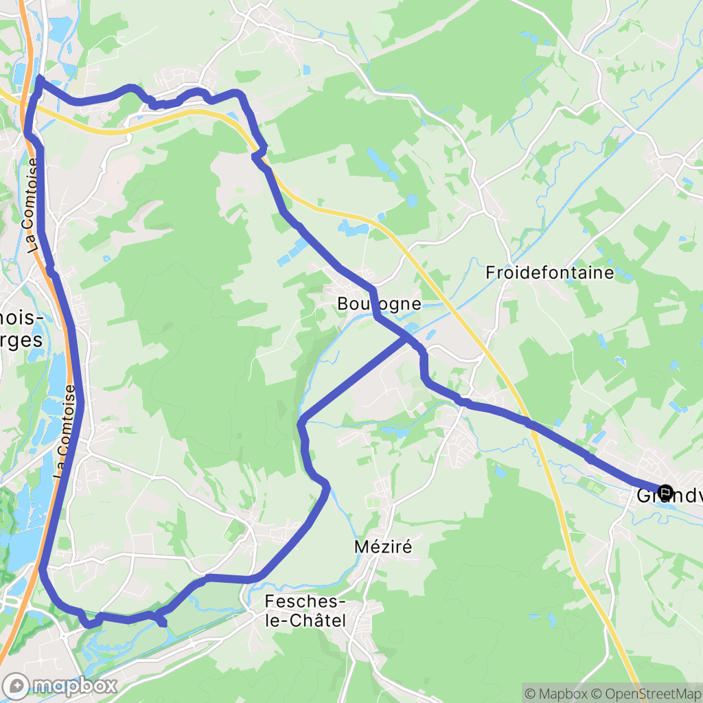 Grandvillars : carte du parcours de randonnée - France