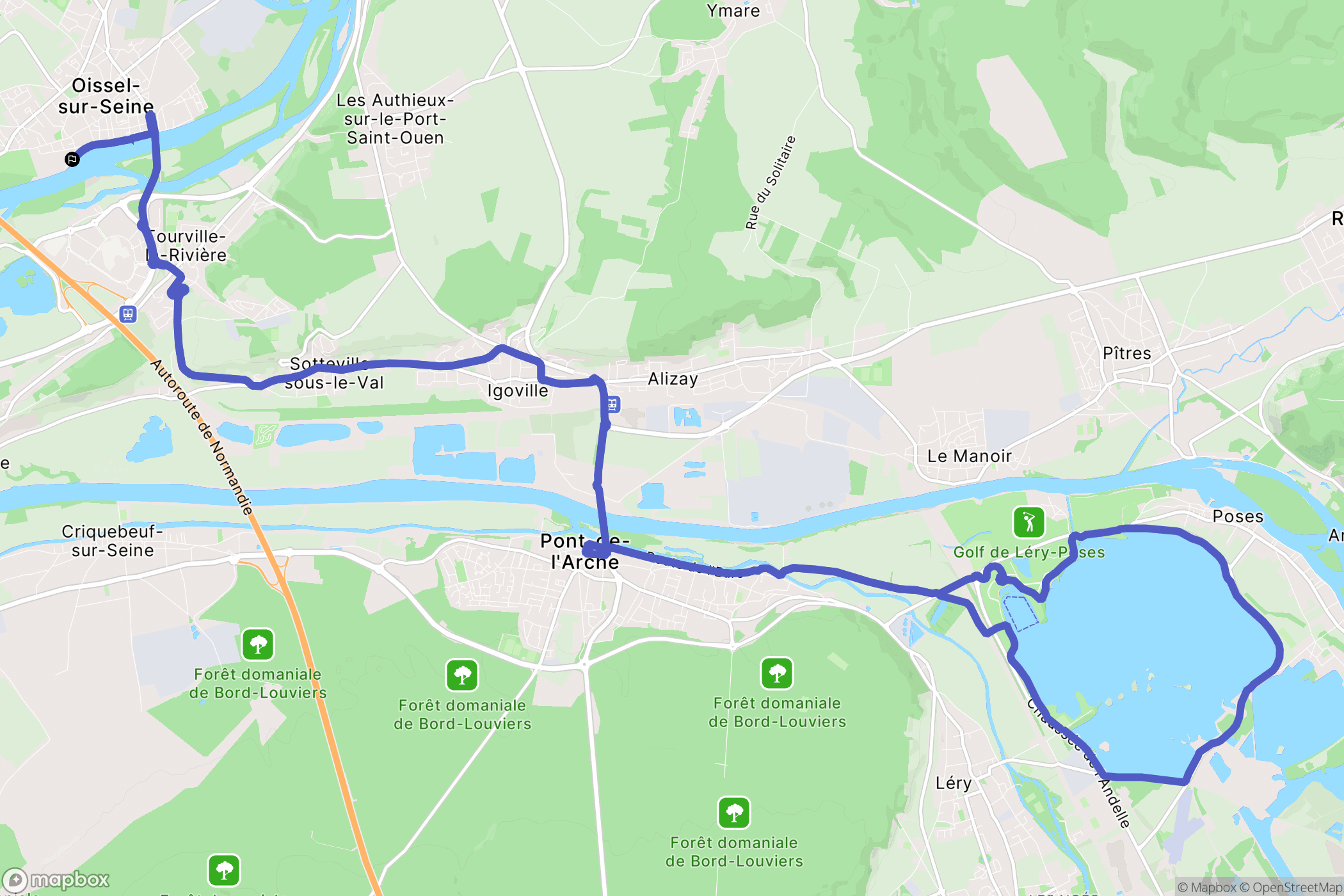 Oissel : carte du parcours de randonnée - France