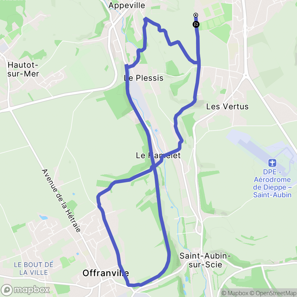 Hautot-sur-Mer : carte du parcours de randonnée - France