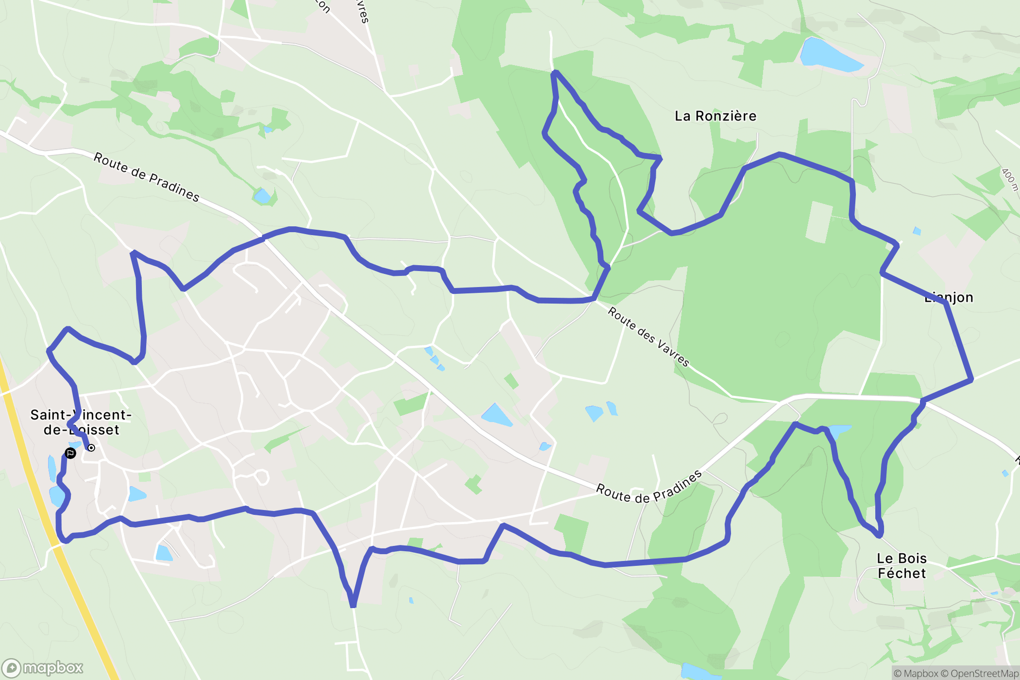 Saint-Vincent-de-Boisset : carte du parcours de randonnée - France