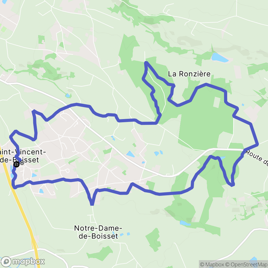 Saint-Vincent-de-Boisset : carte du parcours de randonnée - France
