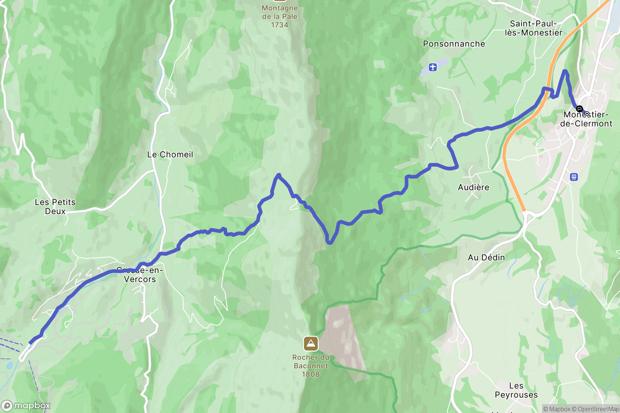 Monestier-de-Clermont : carte du parcours de randonnée - France