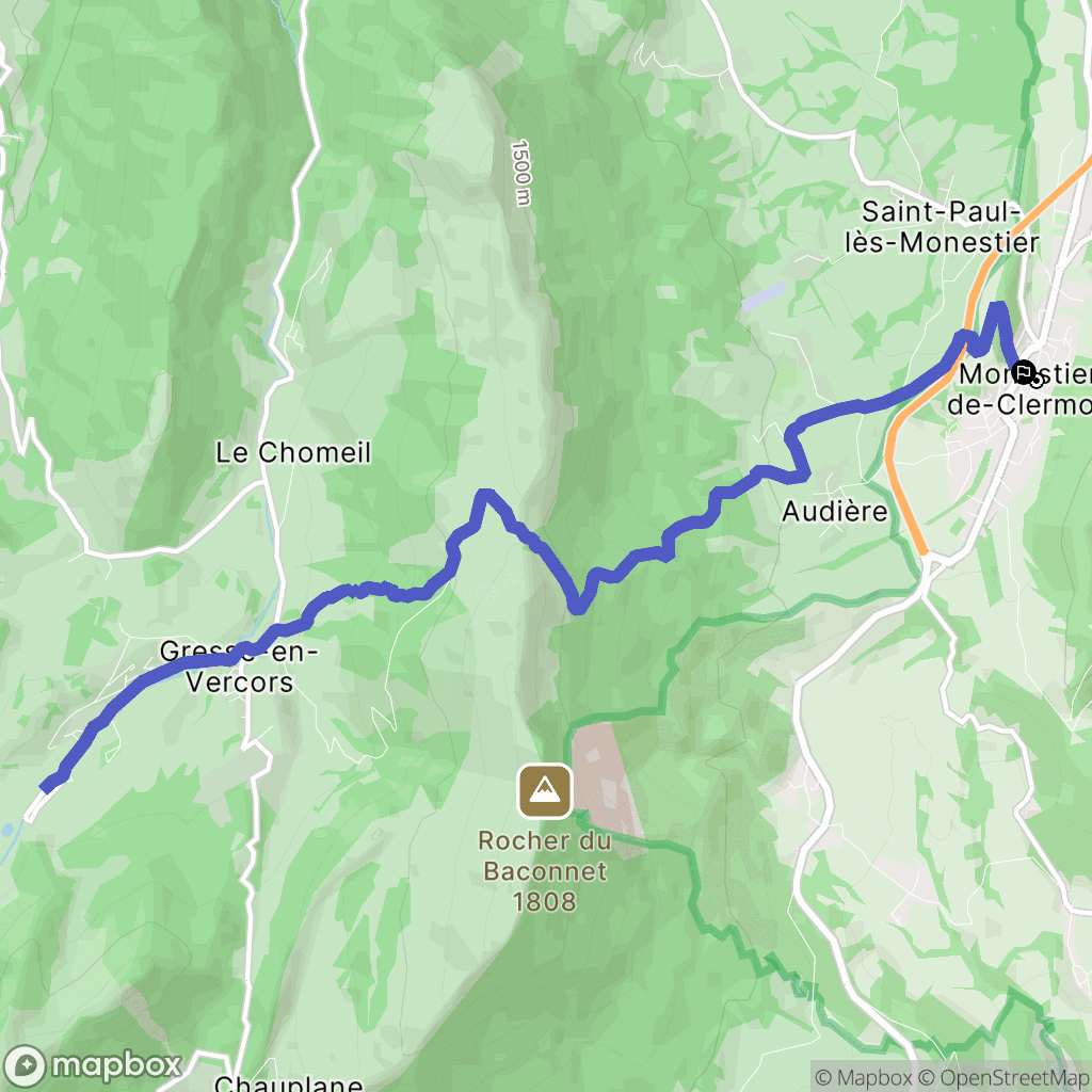 Monestier-de-Clermont : carte du parcours de randonnée - France