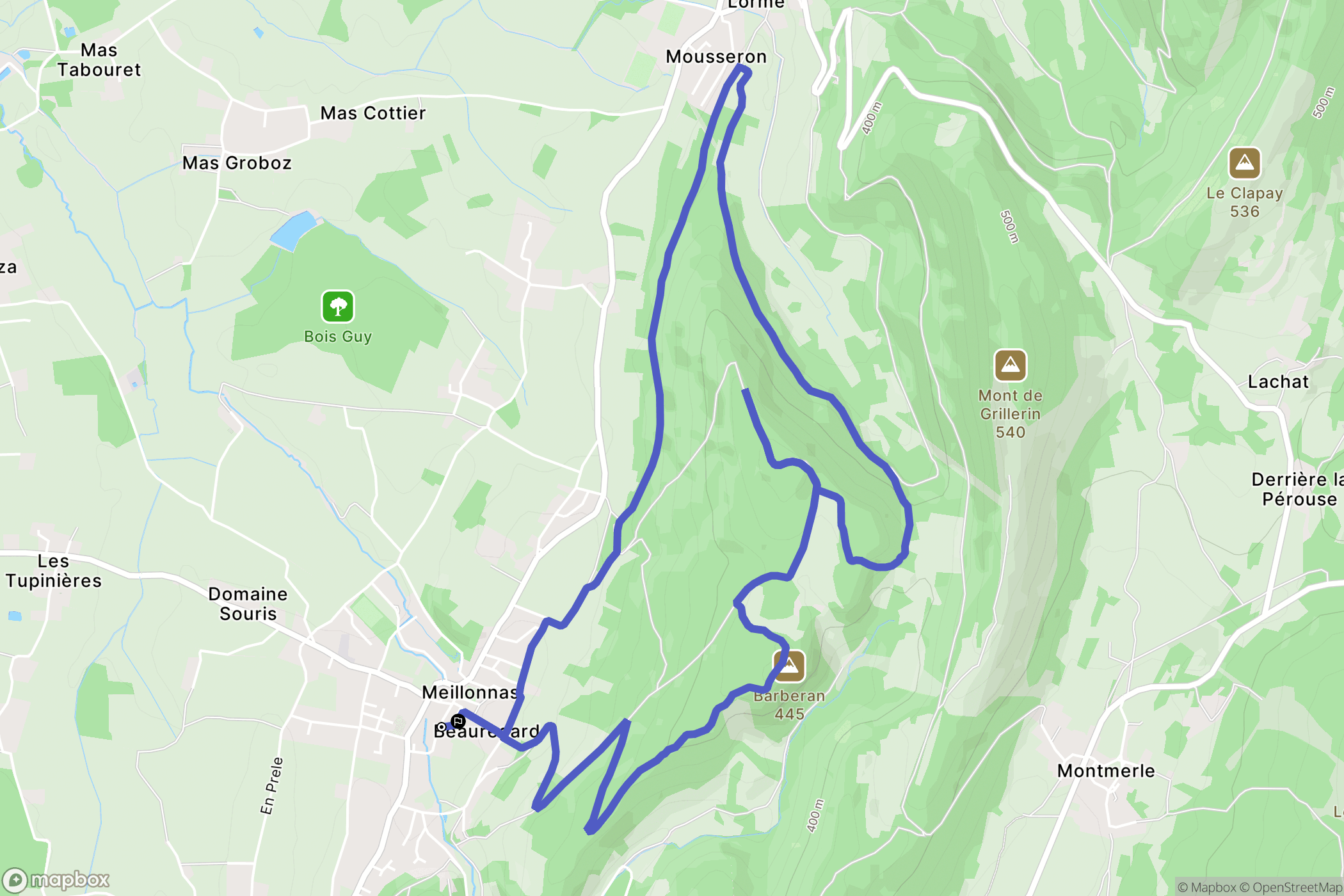 Meillonnas : carte du parcours de randonnée - France