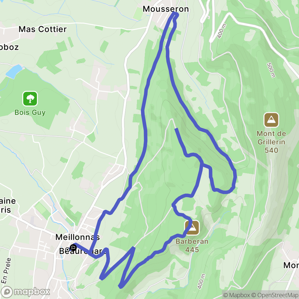 Meillonnas : carte du parcours de randonnée - France