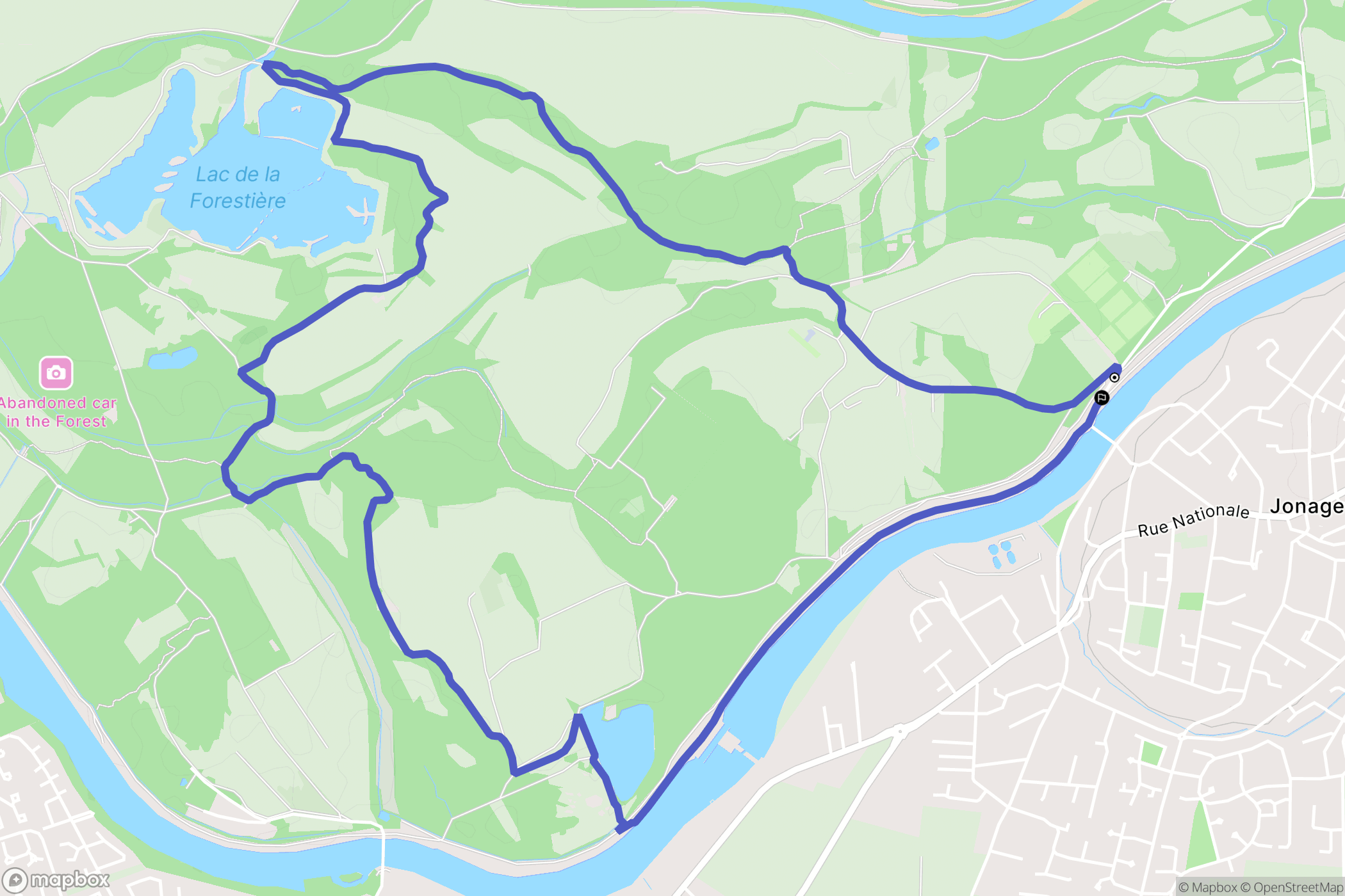 Jonage : carte du parcours de randonnée - France