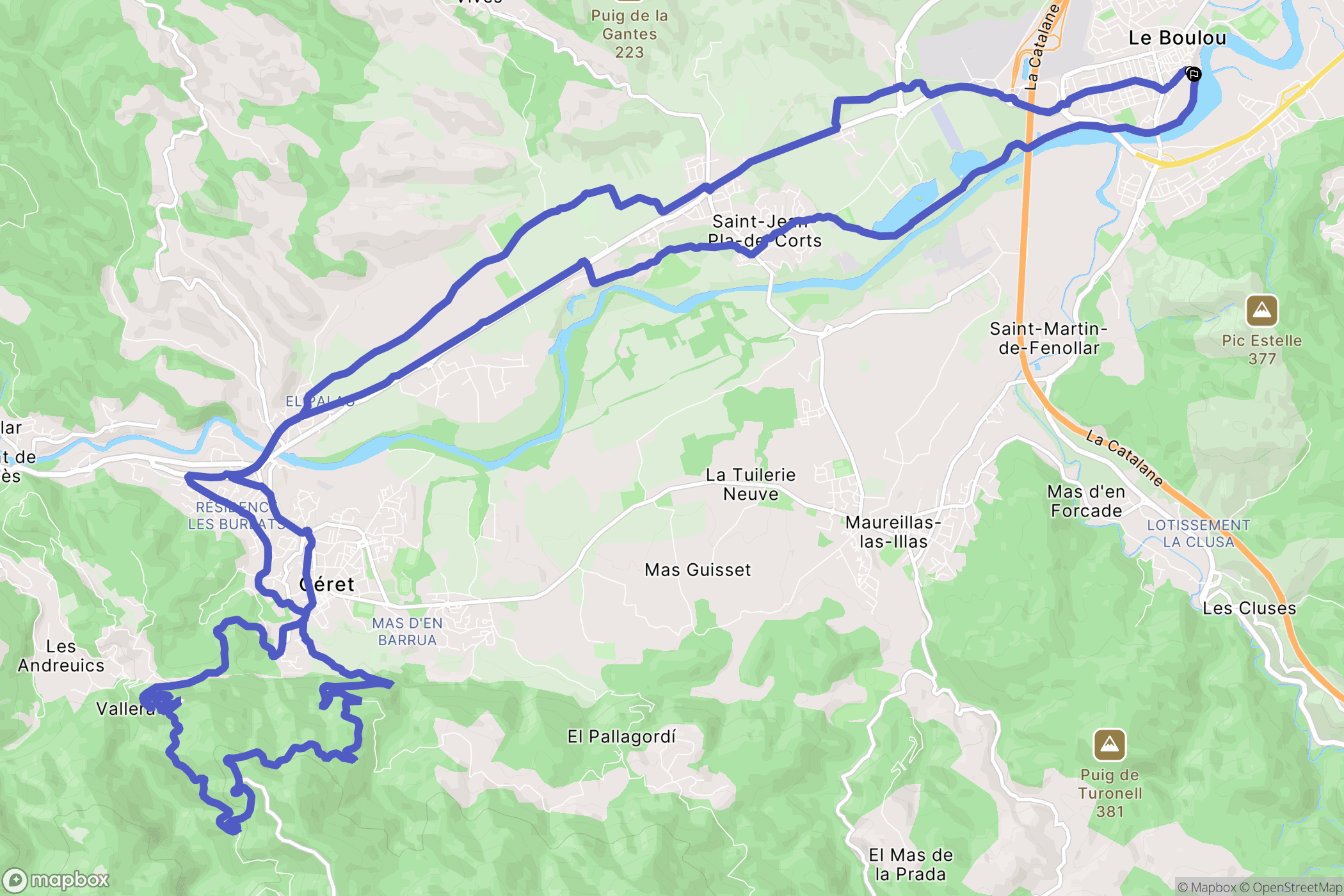 Le Boulou : carte du parcours de randonnée - France