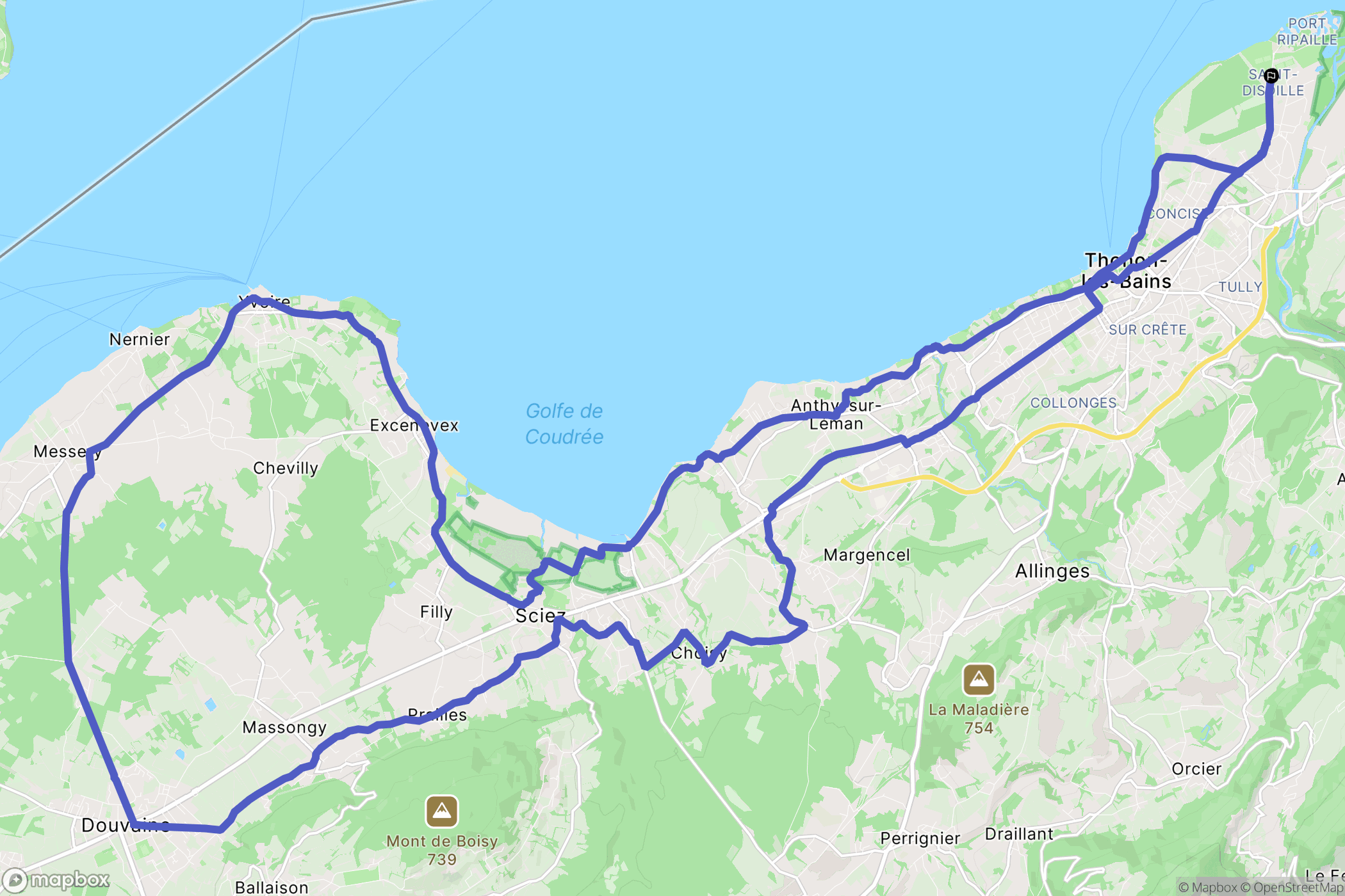 Thonon-les-Bains : carte du parcours de randonnée - France