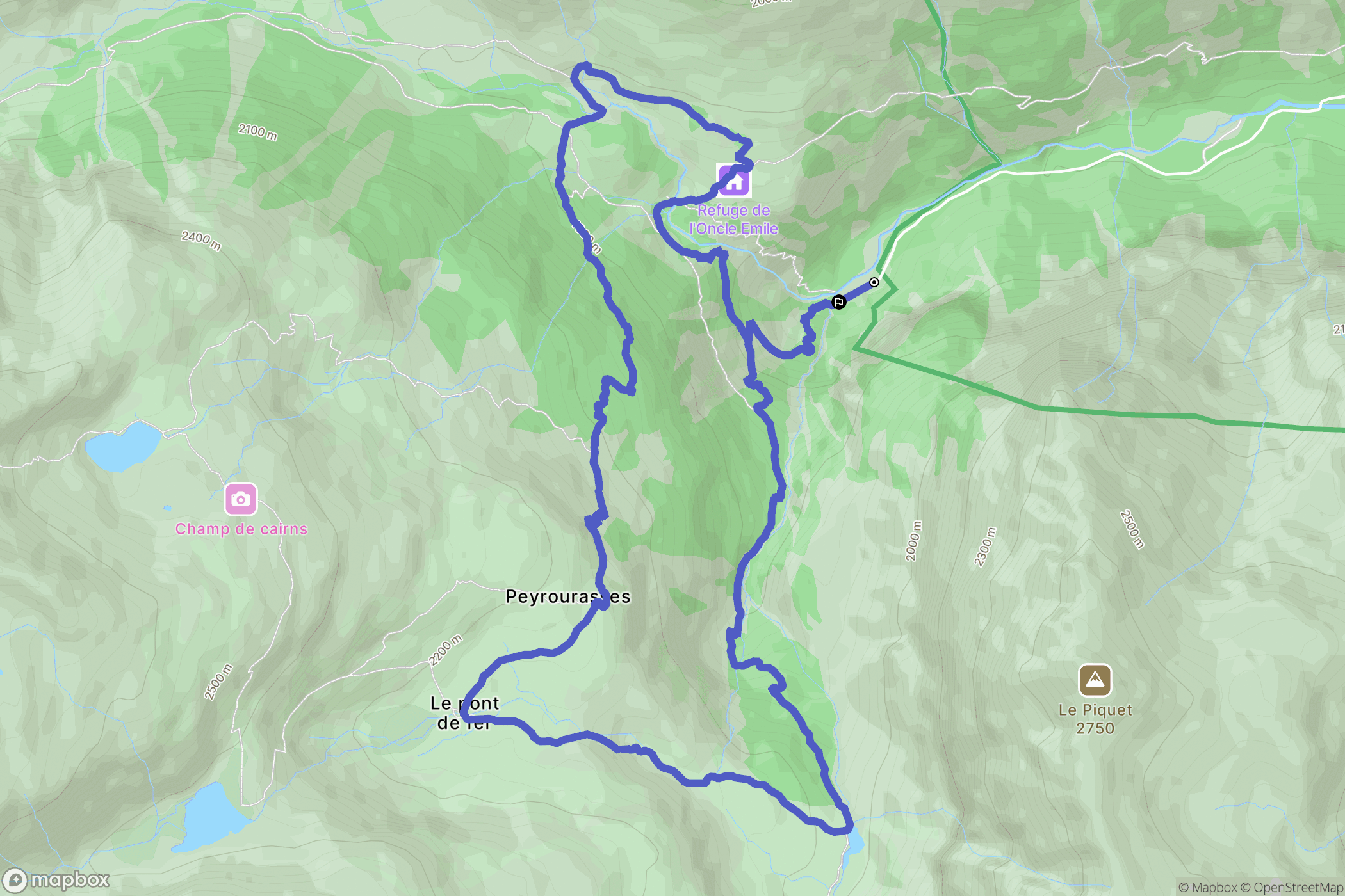 Freissinières : carte du parcours de randonnée - France