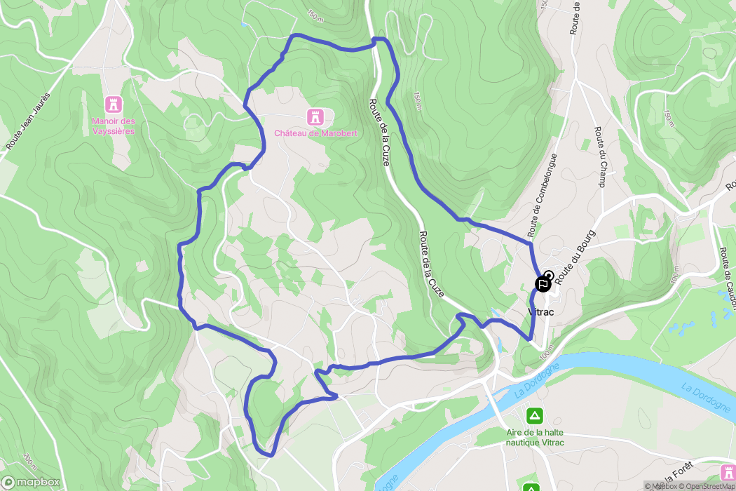 Vitrac : carte du parcours de randonnée - France
