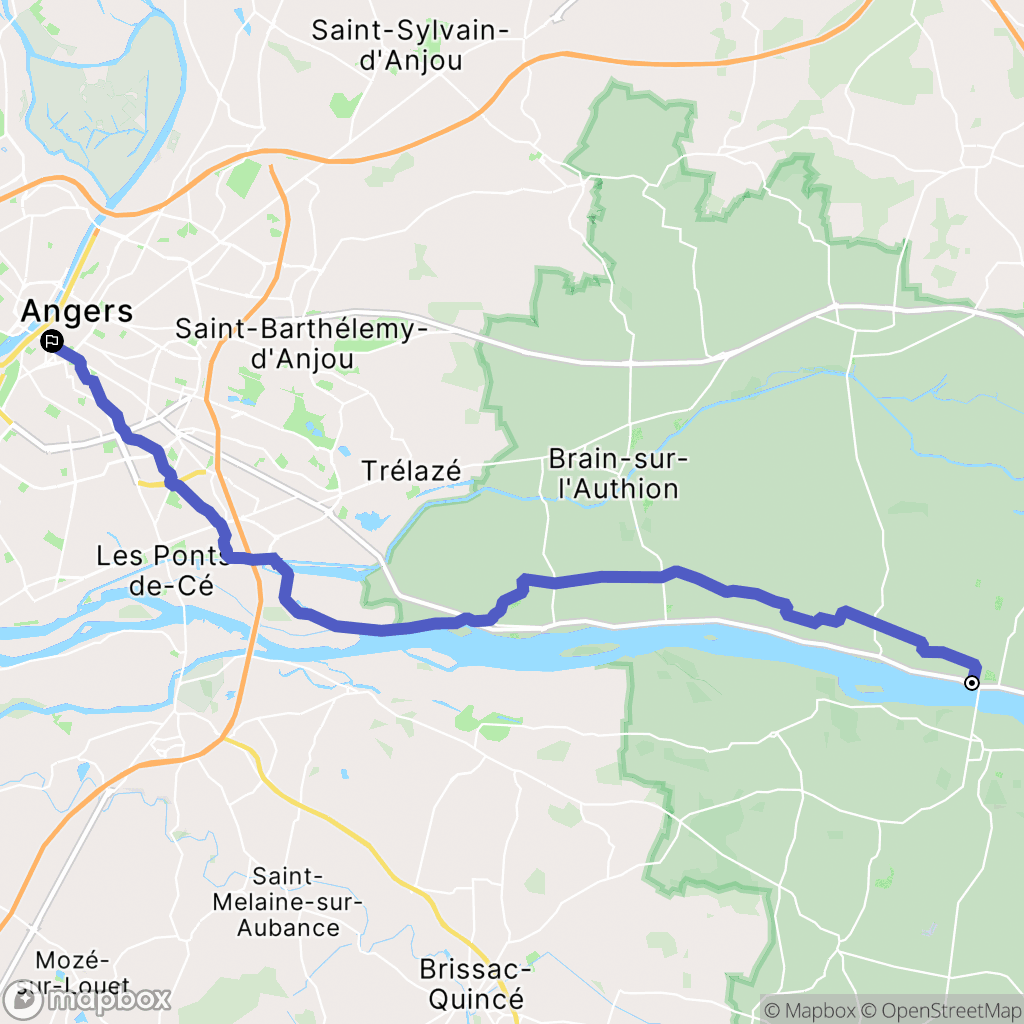 Loire-Authion : carte du parcours de randonnée - France