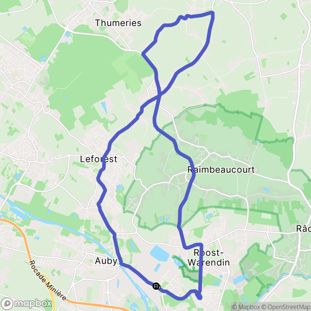 Auby : carte du parcours de randonnée - France