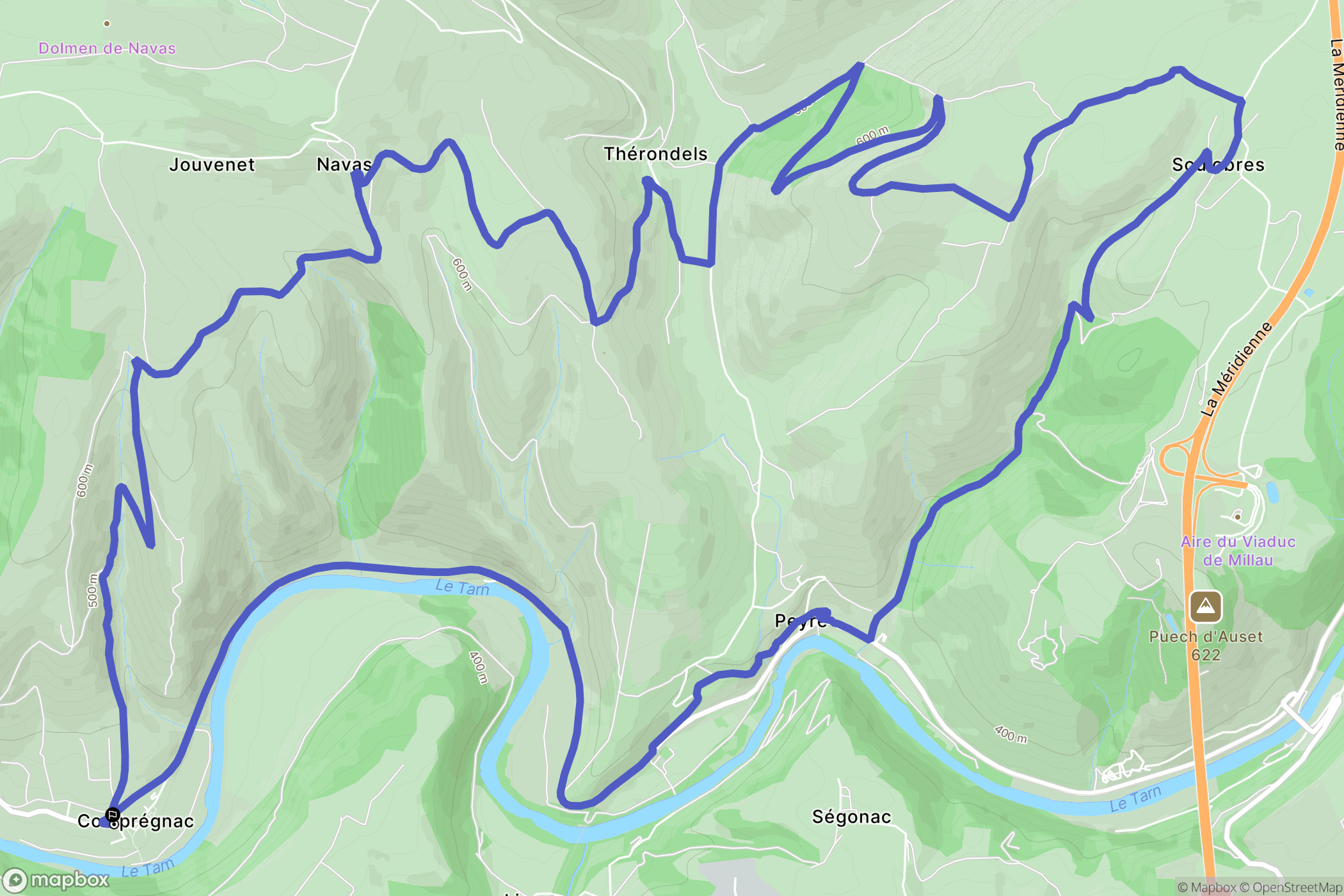 Comprégnac : carte du parcours de randonnée - France