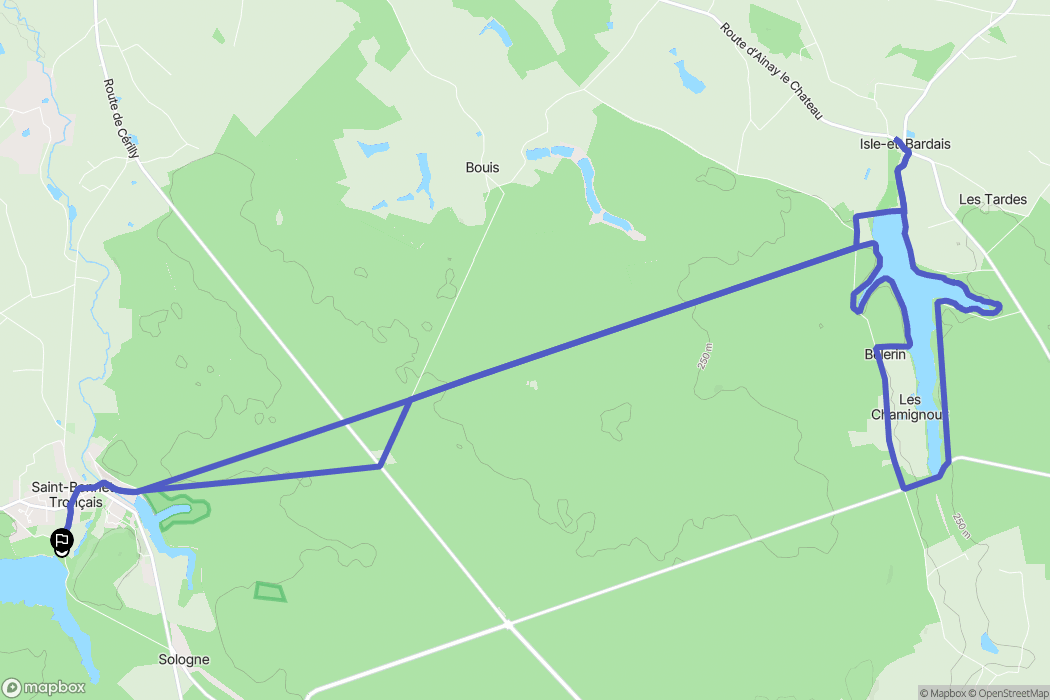 Saint-Bonnet-Tronçais : carte du parcours de randonnée - France