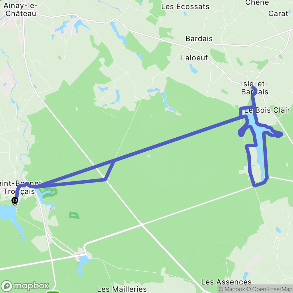Saint-Bonnet-Tronçais : carte du parcours de randonnée - France