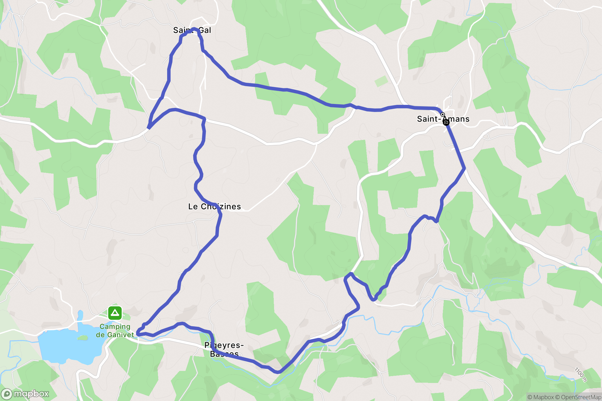 Monts-de-Randon : carte du parcours de randonnée - France