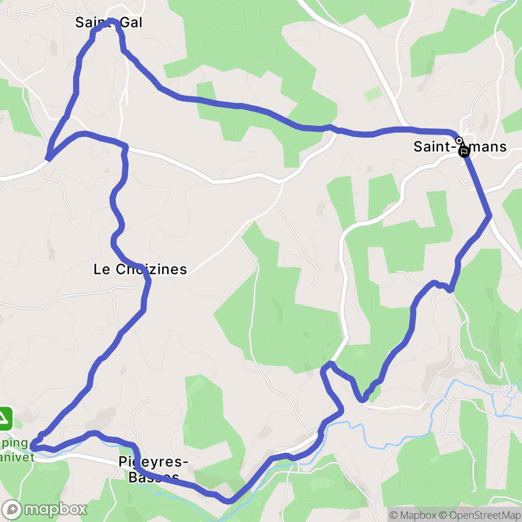 Monts-de-Randon : carte du parcours de randonnée - France