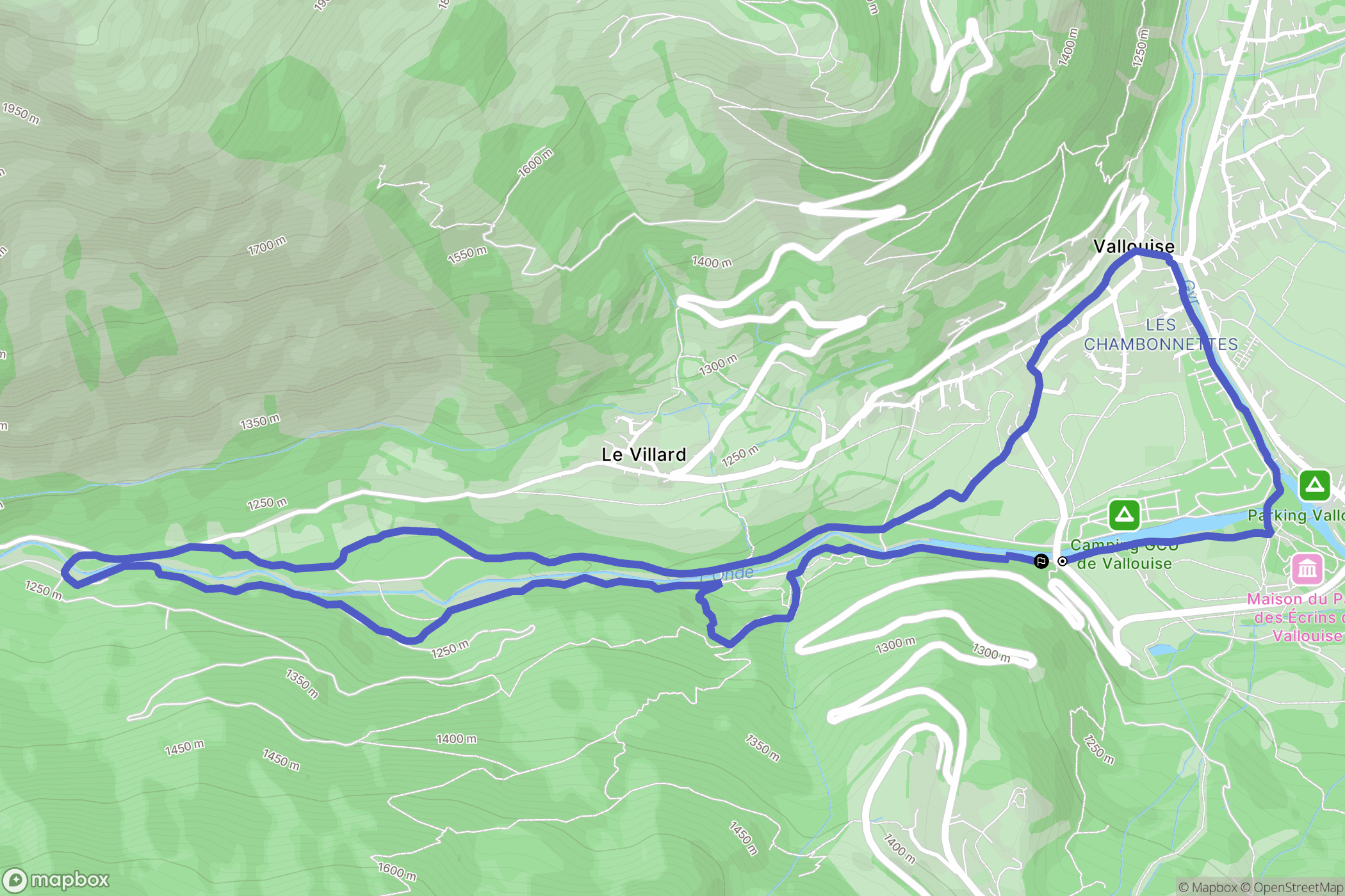 Vallouise-Pelvoux : carte du parcours de randonnée - France