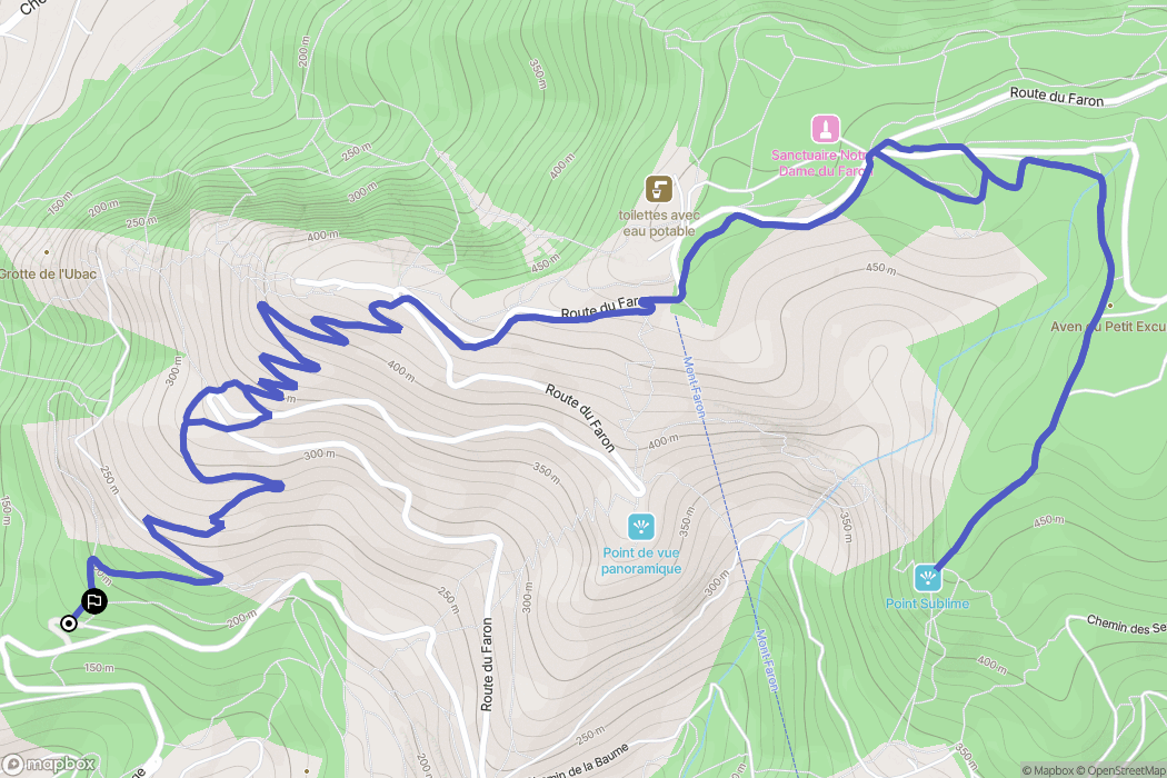 Toulon : carte du parcours de randonnée - France