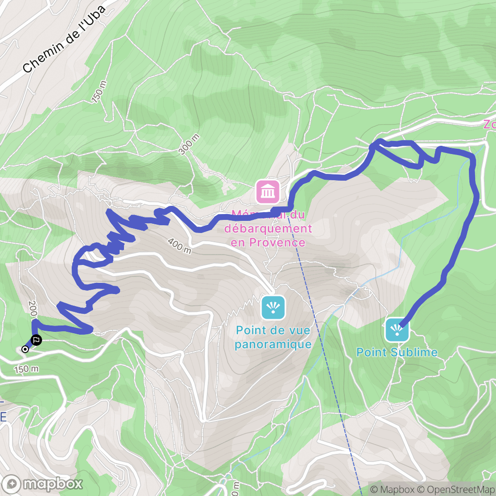 Toulon : carte du parcours de randonnée - France