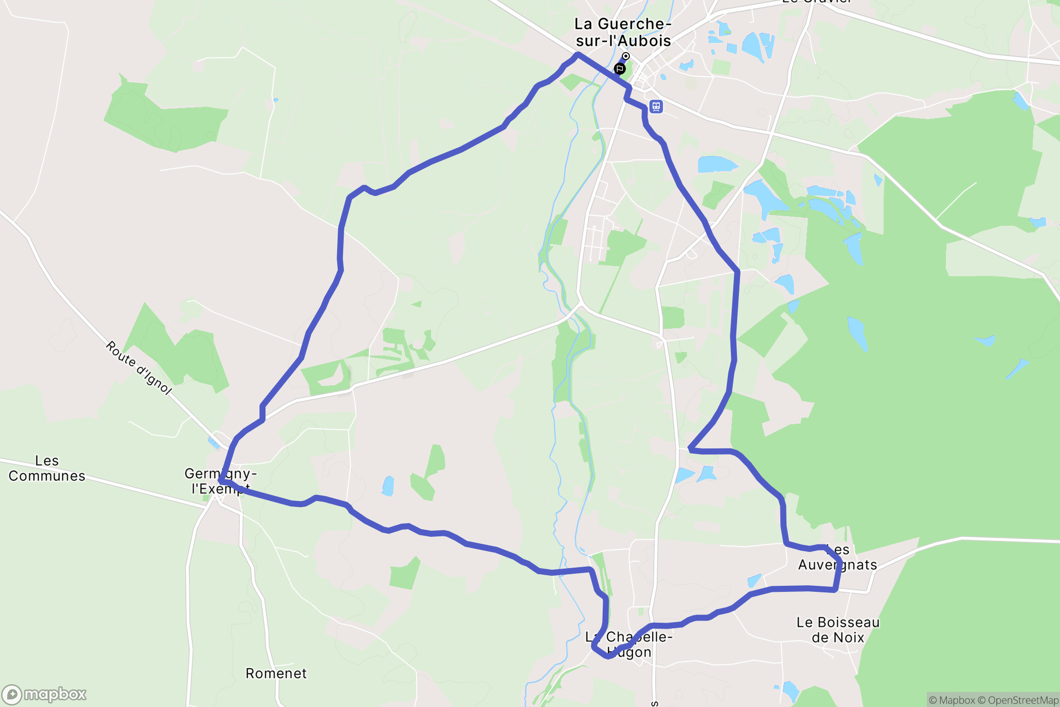 La Guerche-sur-l'Aubois : carte du parcours de randonnée - France