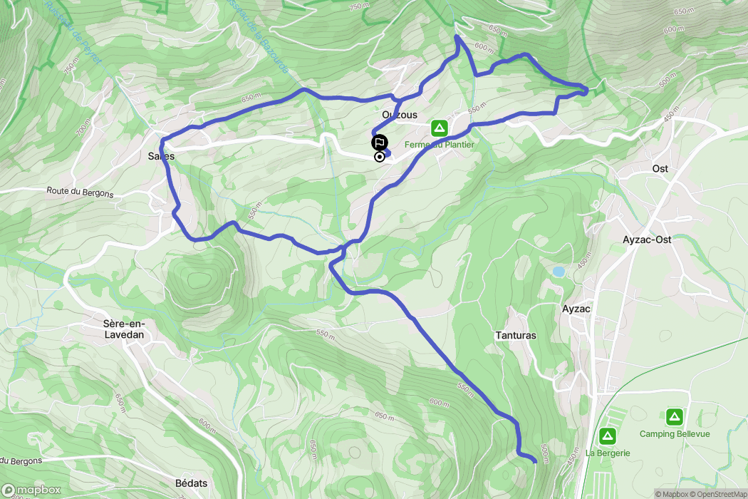 Ouzous : carte du parcours de randonnée - France