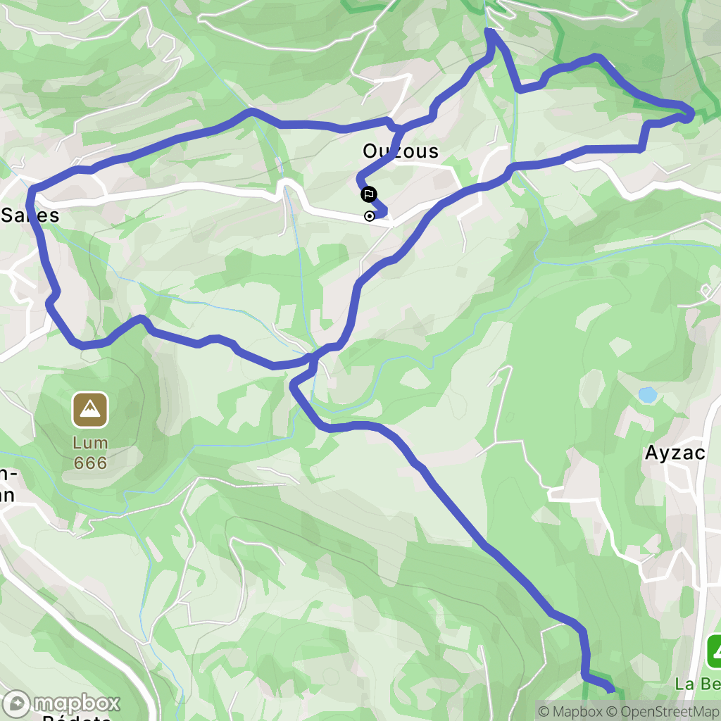 Ouzous : carte du parcours de randonnée - France