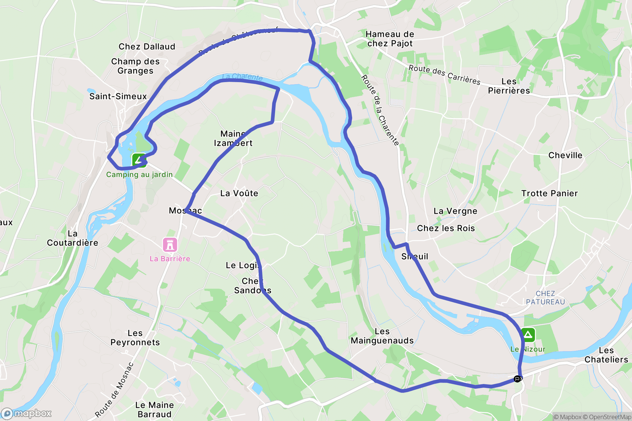 Roullet-Saint-Estèphe : carte du parcours de randonnée - France