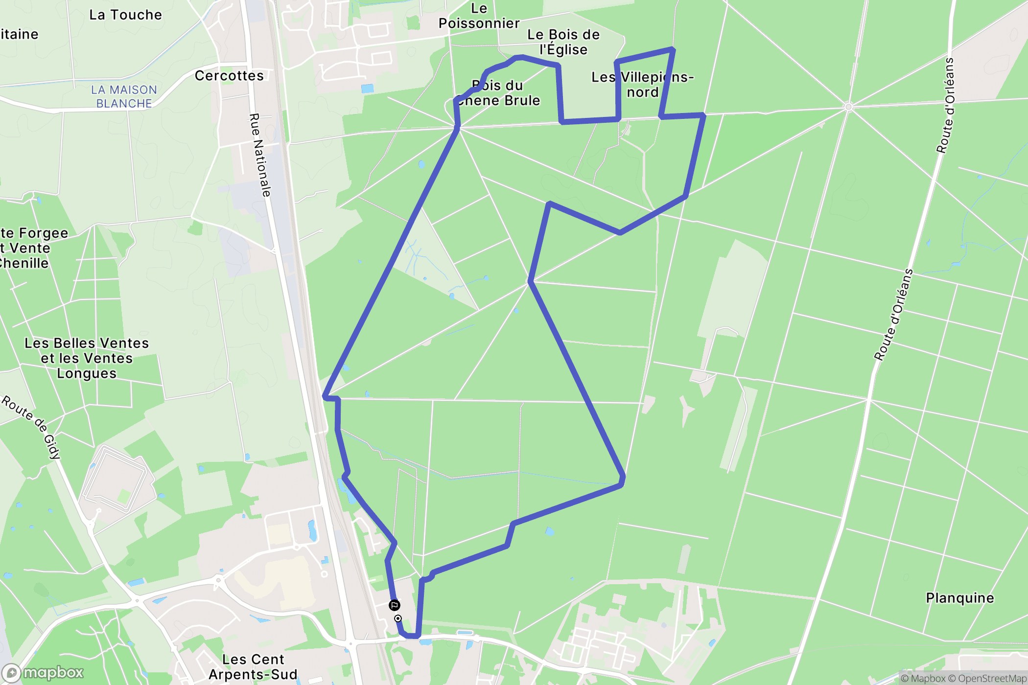 Saran : carte du parcours de randonnée - France