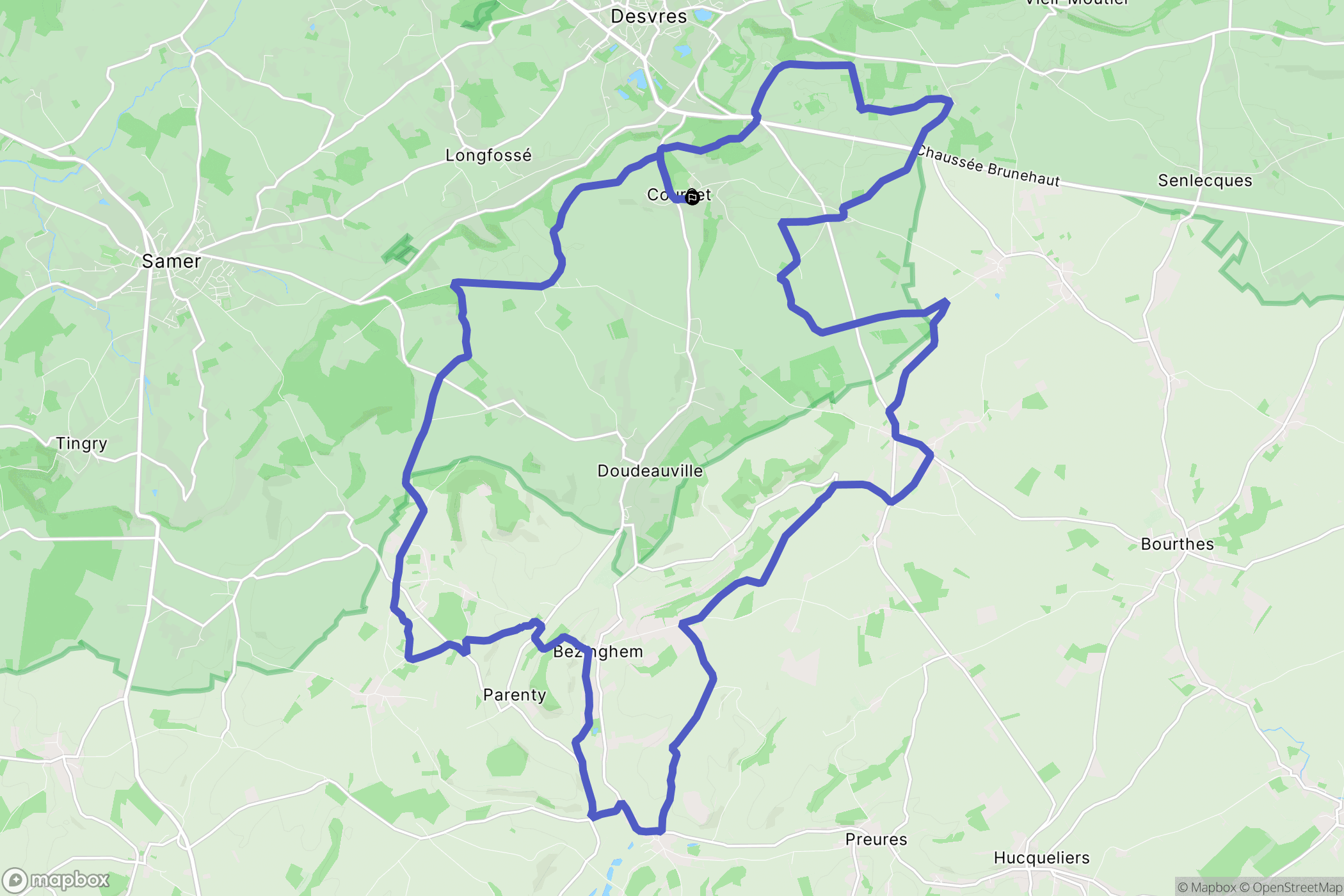 Courset : carte du parcours de randonnée - France