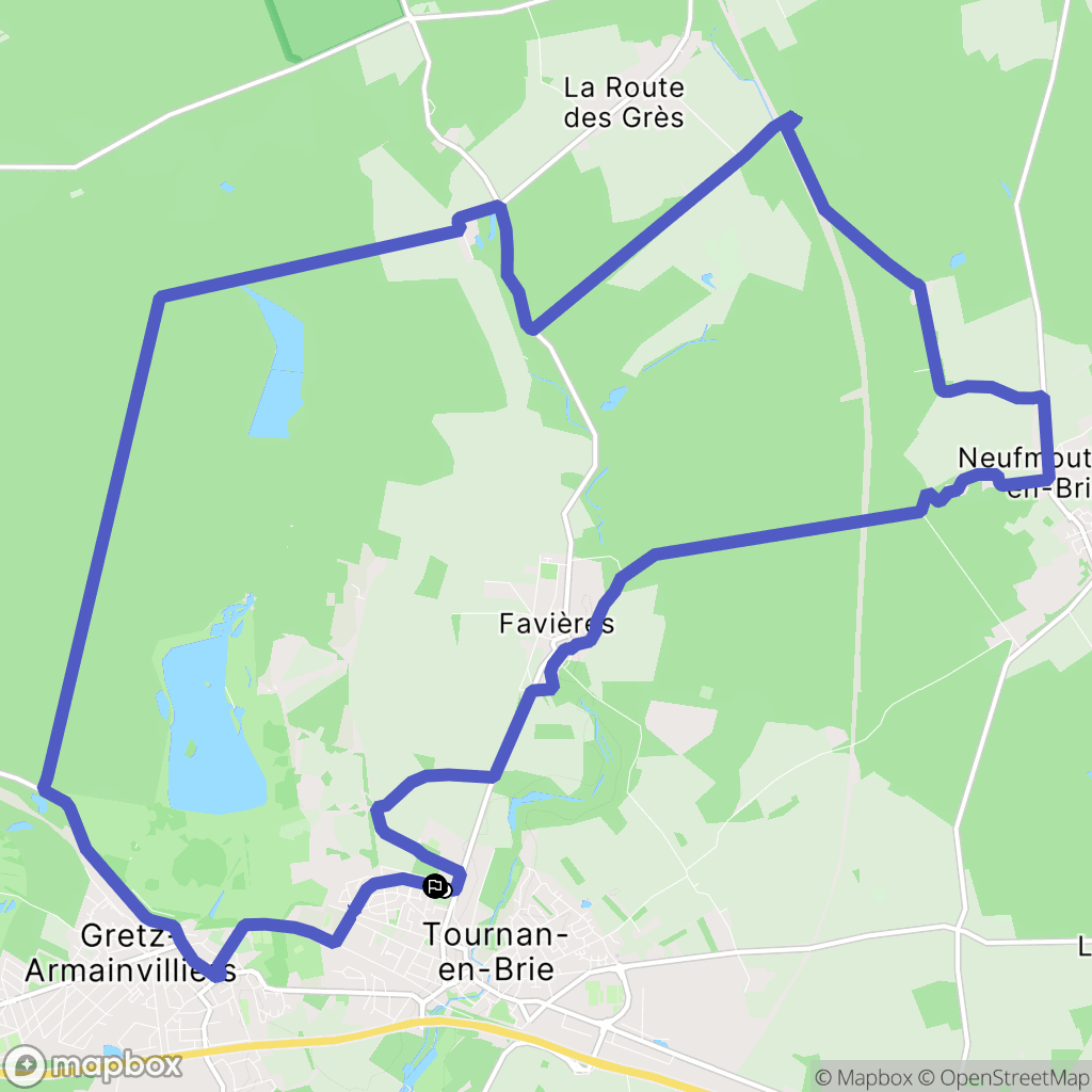 Tournan-en-Brie : carte du parcours de randonnée - France