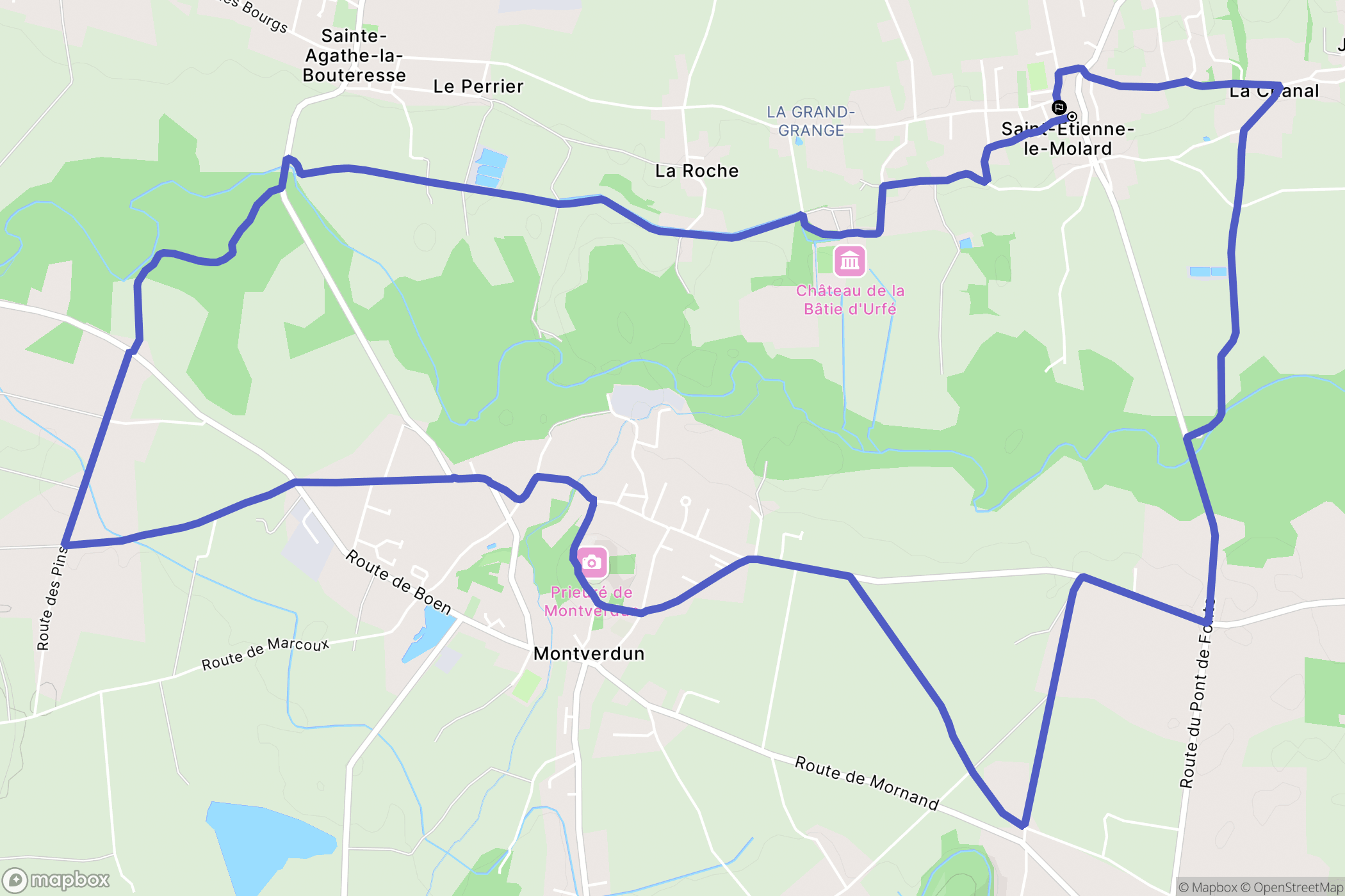 Saint-Étienne-le-Molard : carte du parcours de randonnée - France