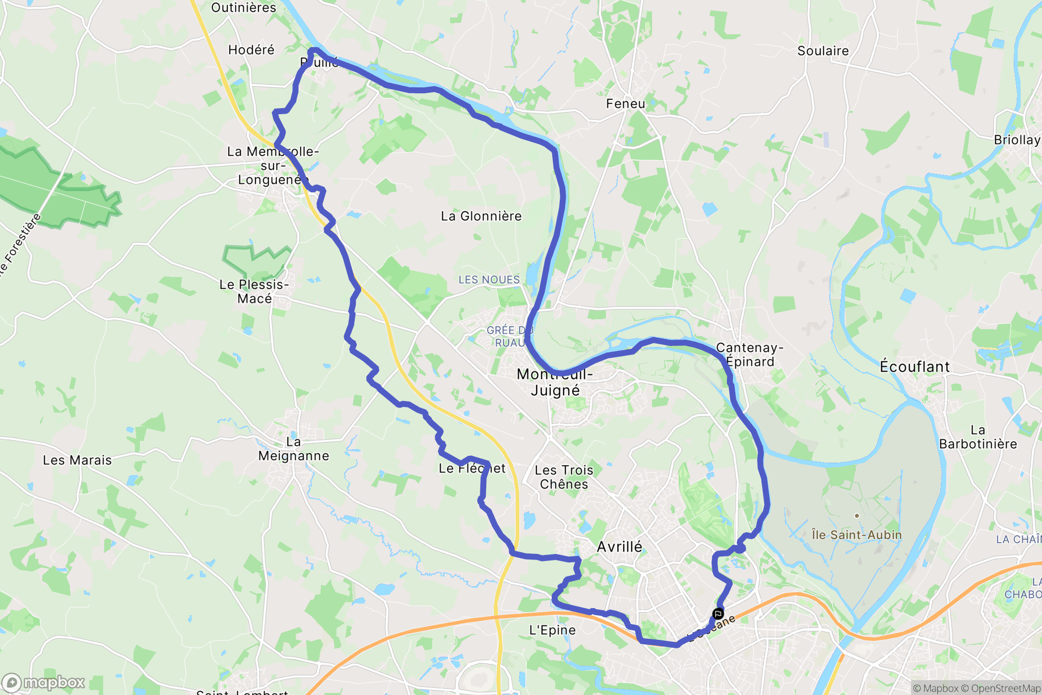 Avrillé : carte du parcours de randonnée - France