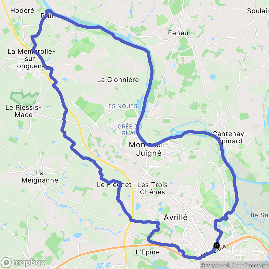 Avrillé : carte du parcours de randonnée - France