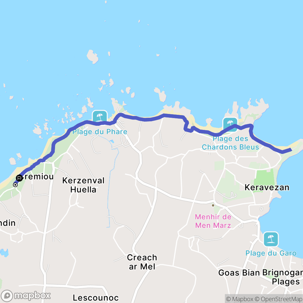 Kerlouan : carte du parcours de randonnée - France