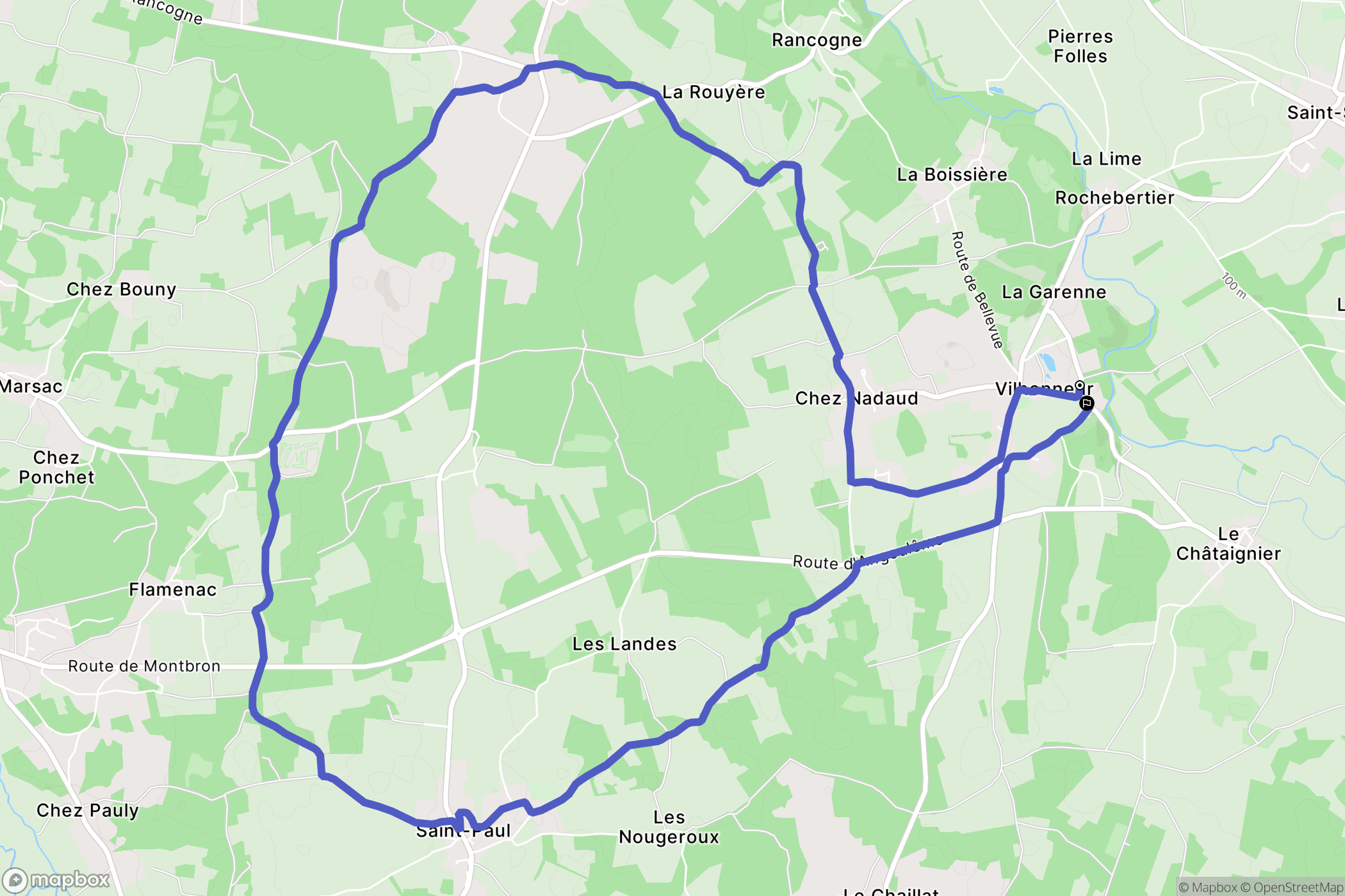Moulins-sur-Tardoire : carte du parcours de randonnée - France