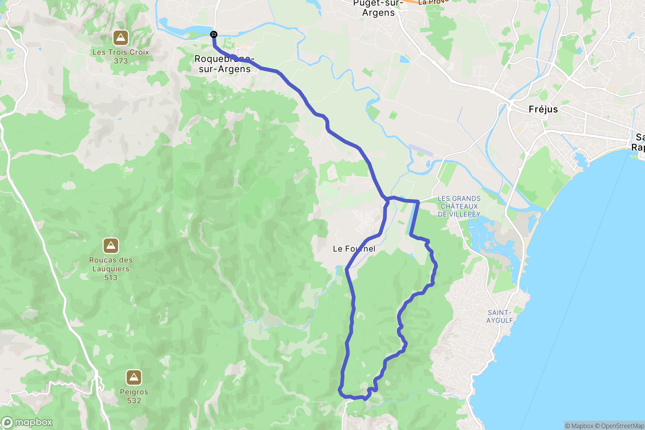 Roquebrune-sur-Argens : carte du parcours de randonnée - France
