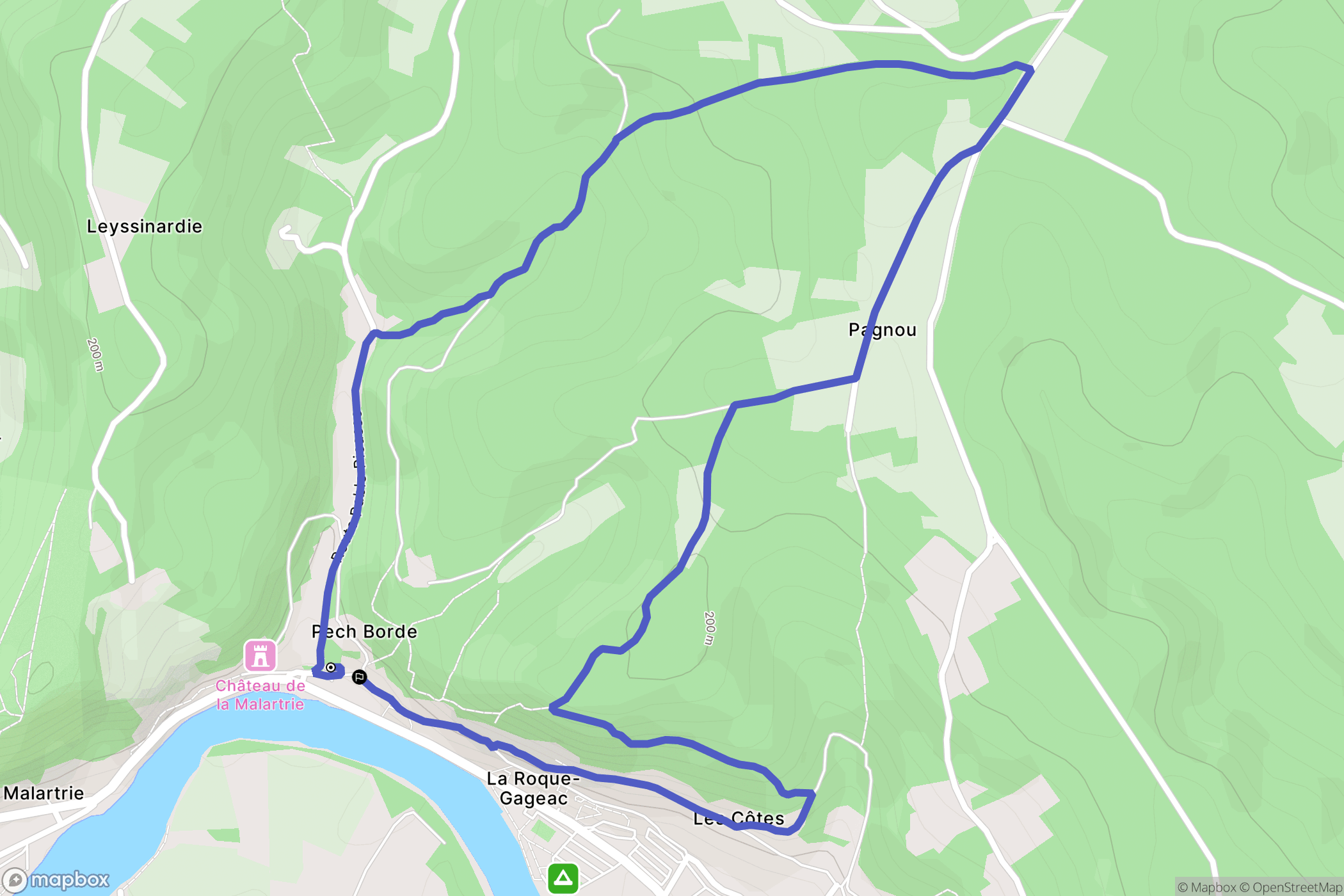 La Roque-Gageac : carte du parcours de randonnée - France
