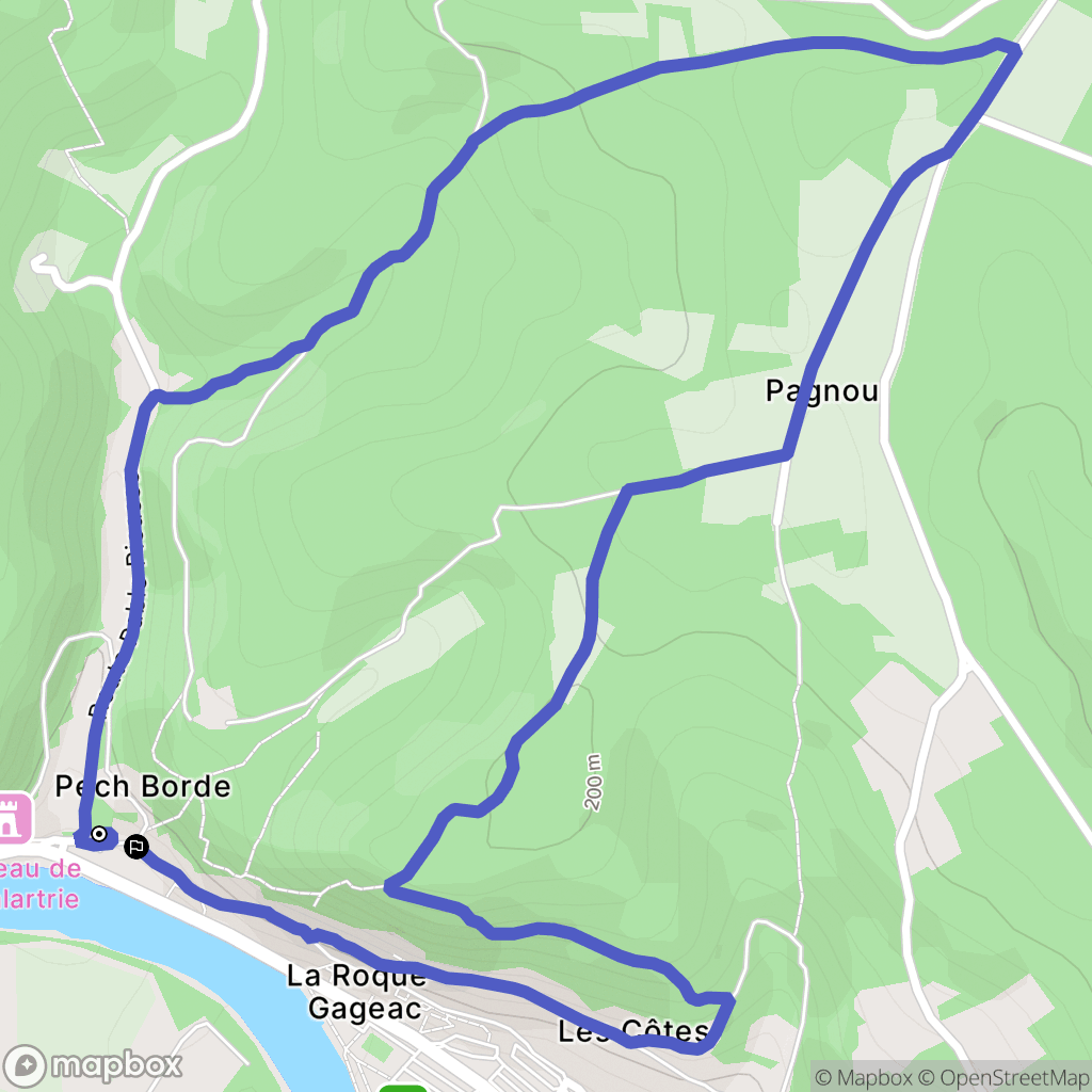 La Roque-Gageac : carte du parcours de randonnée - France