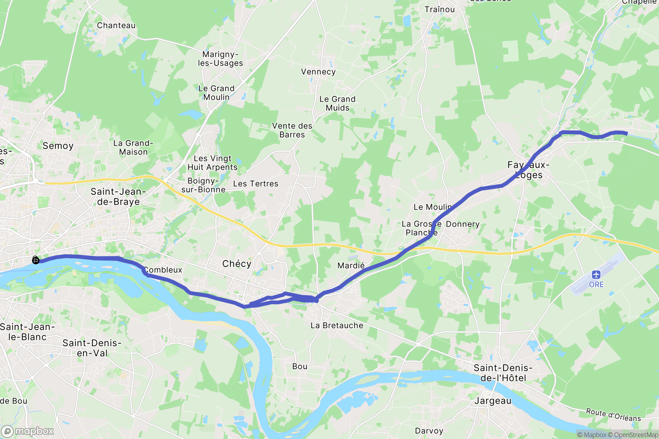 Saint-Jean-de-Braye : carte du parcours de randonnée - France