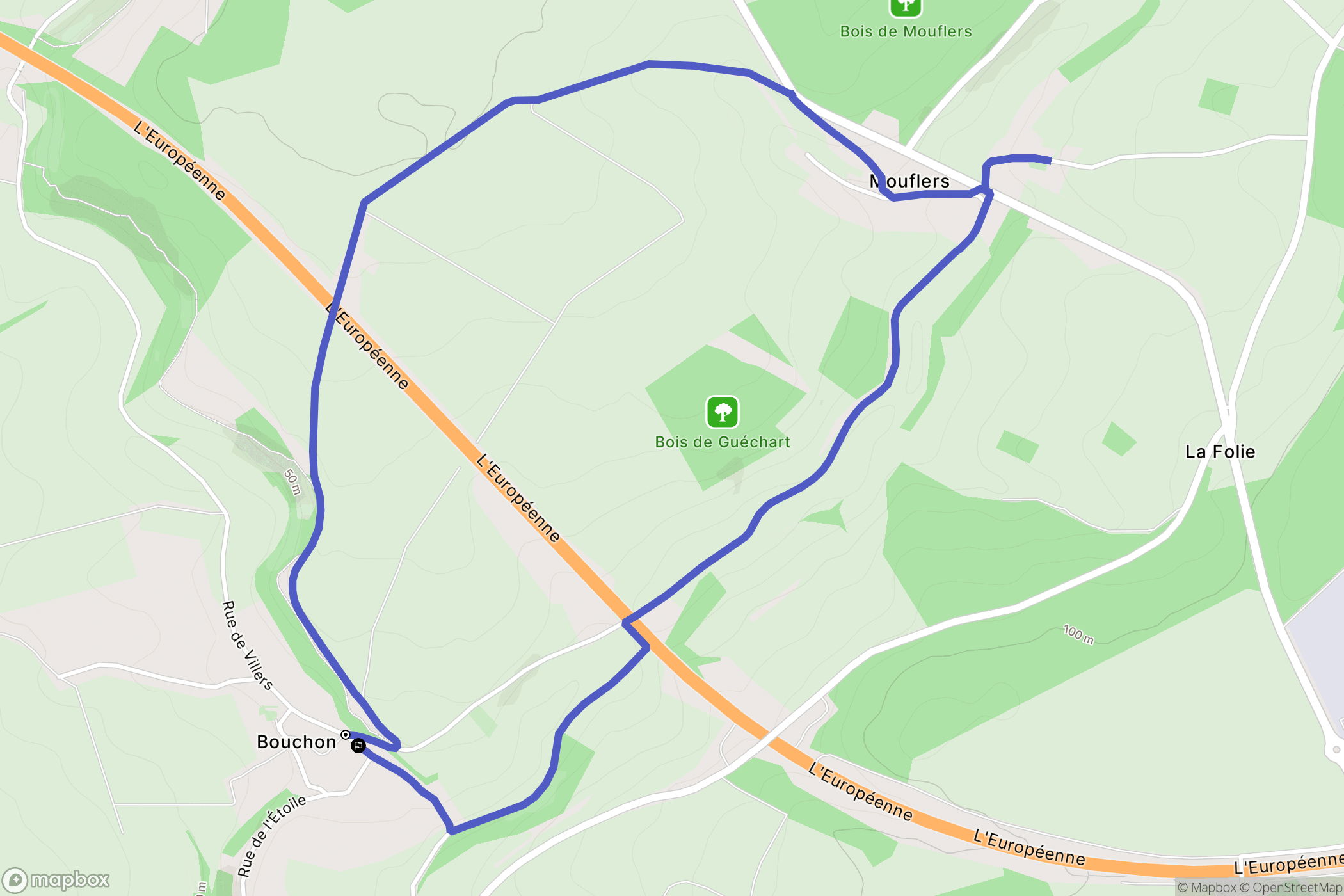 Bouchon : carte du parcours de randonnée - France