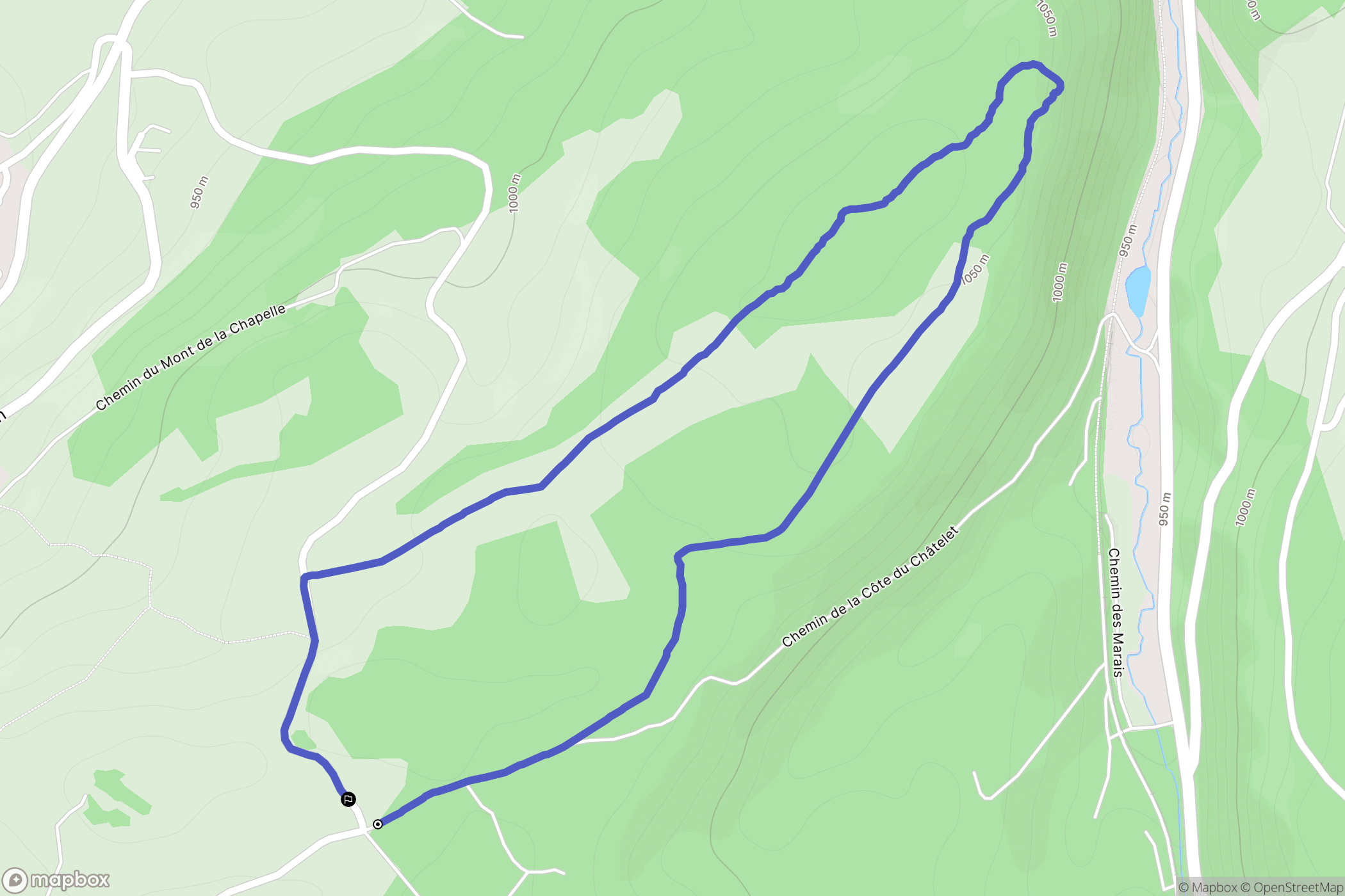 Montperreux : carte du parcours de randonnée - France