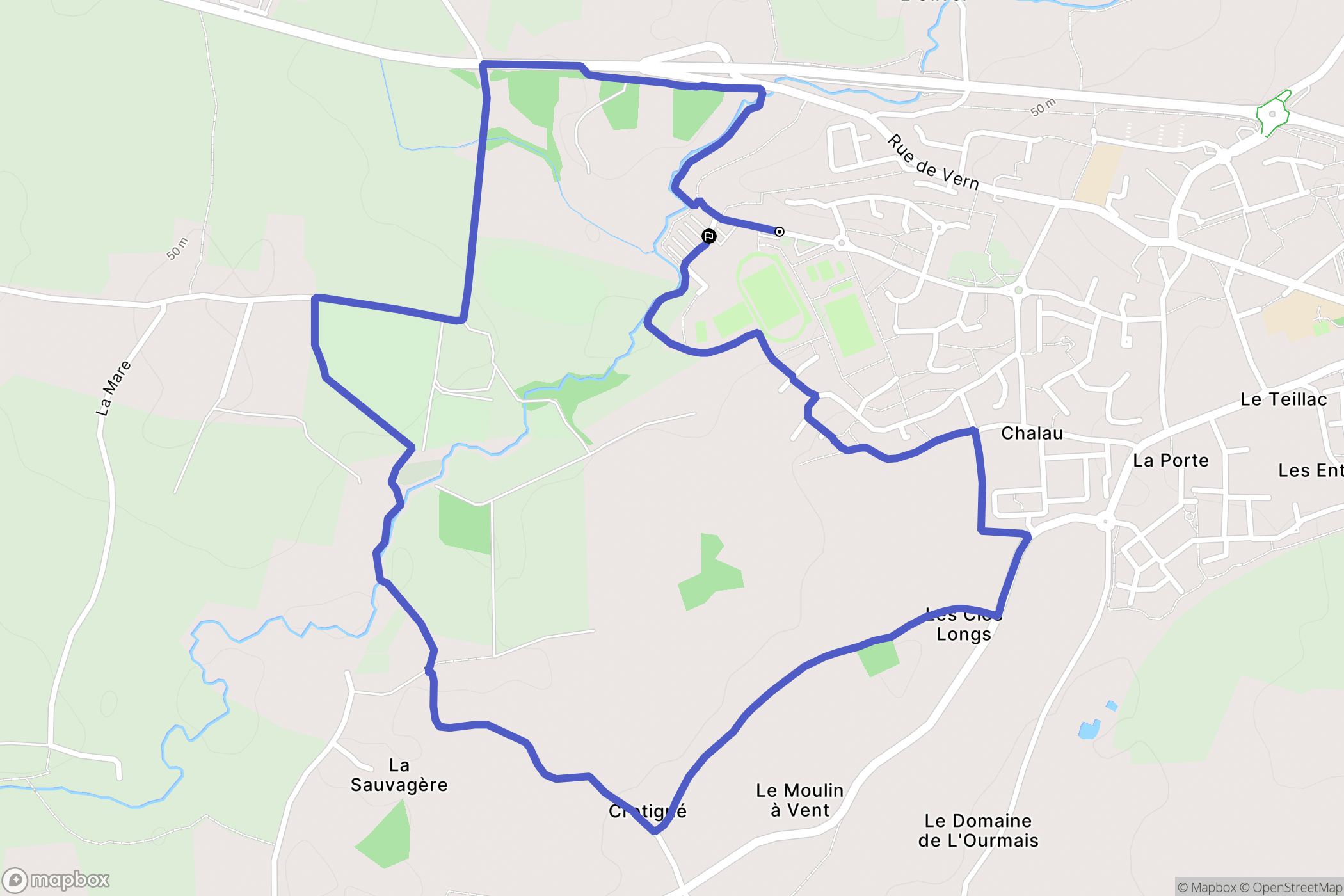 Nouvoitou : carte du parcours de randonnée - France
