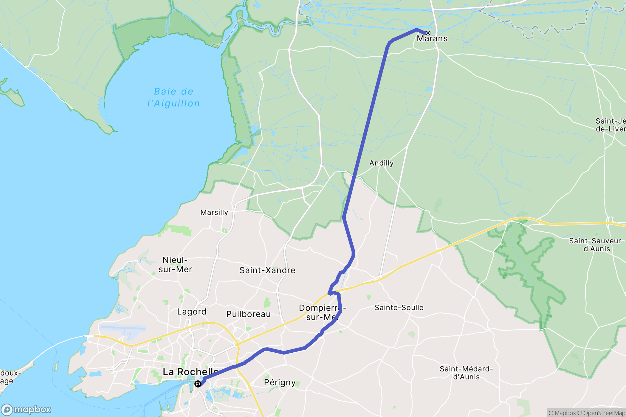 Marans : carte du parcours de randonnée - France
