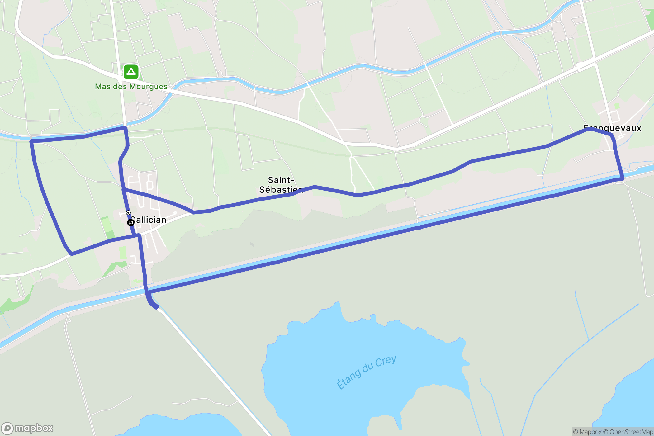 Vauvert : carte du parcours de randonnée - France