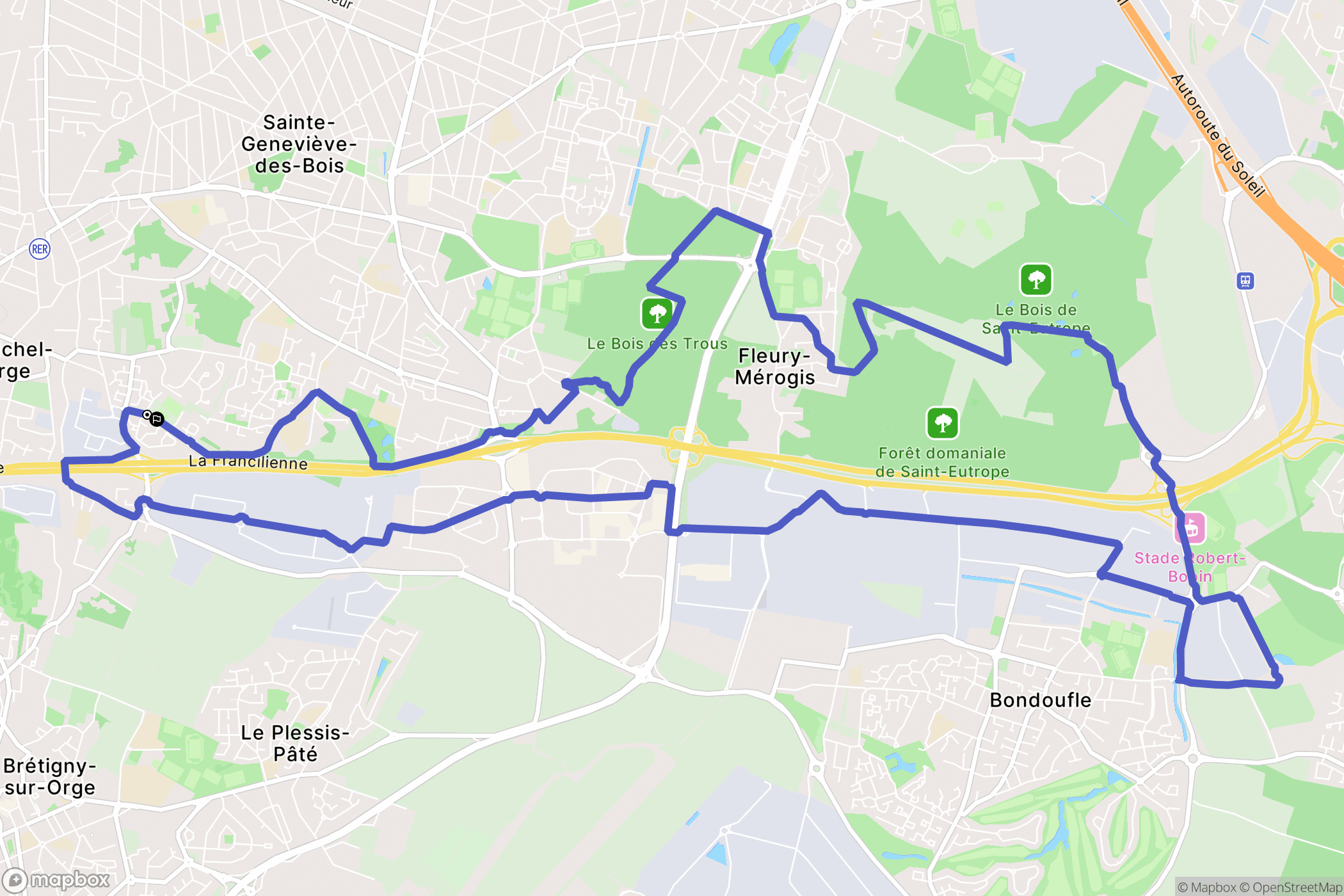 Saint-Michel-sur-Orge : carte du parcours de randonnée - France