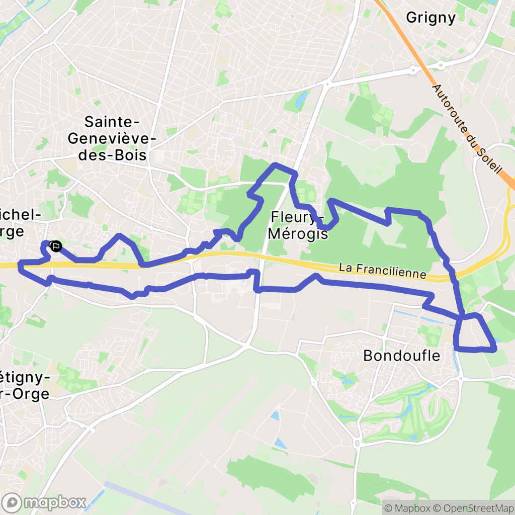 Saint-Michel-sur-Orge : carte du parcours de randonnée - France