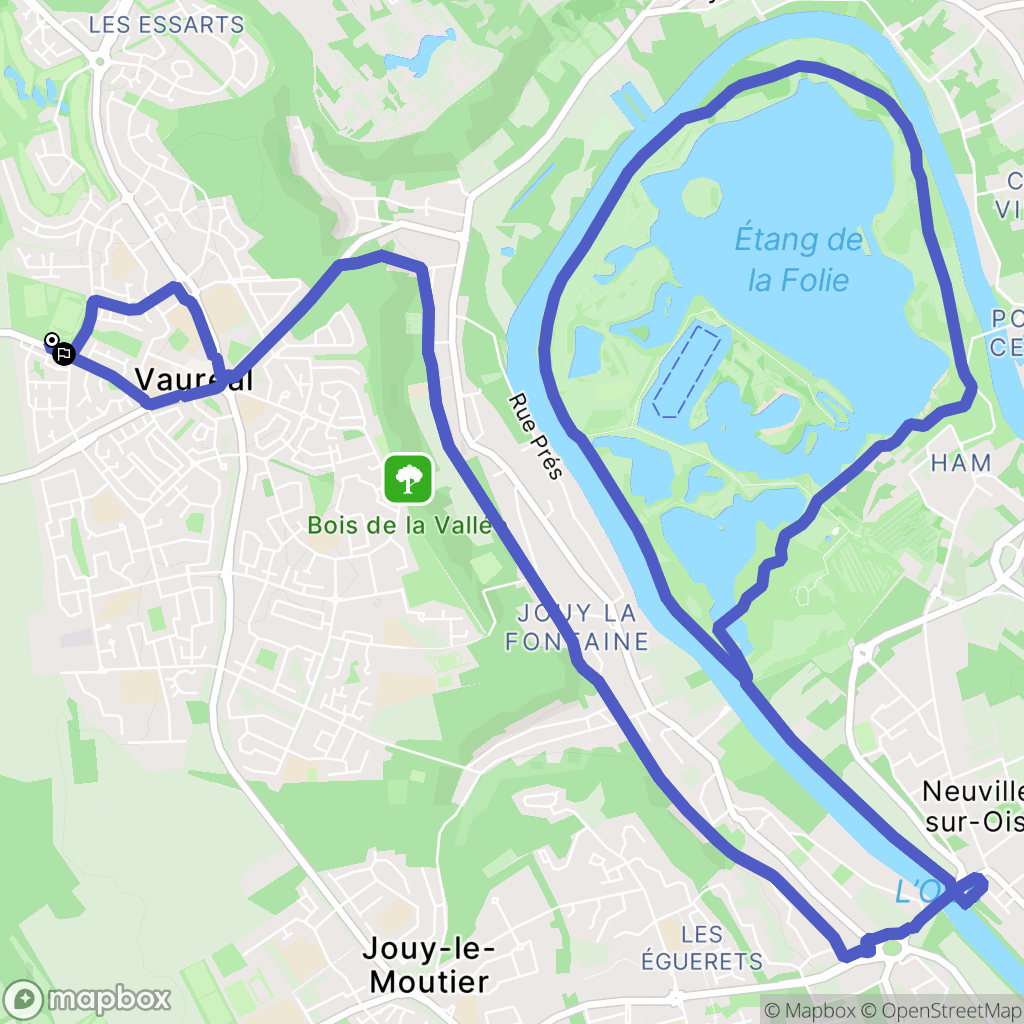 Vauréal : carte du parcours de randonnée - France