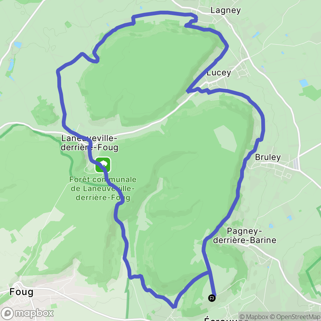 Écrouves : carte du parcours de randonnée - France