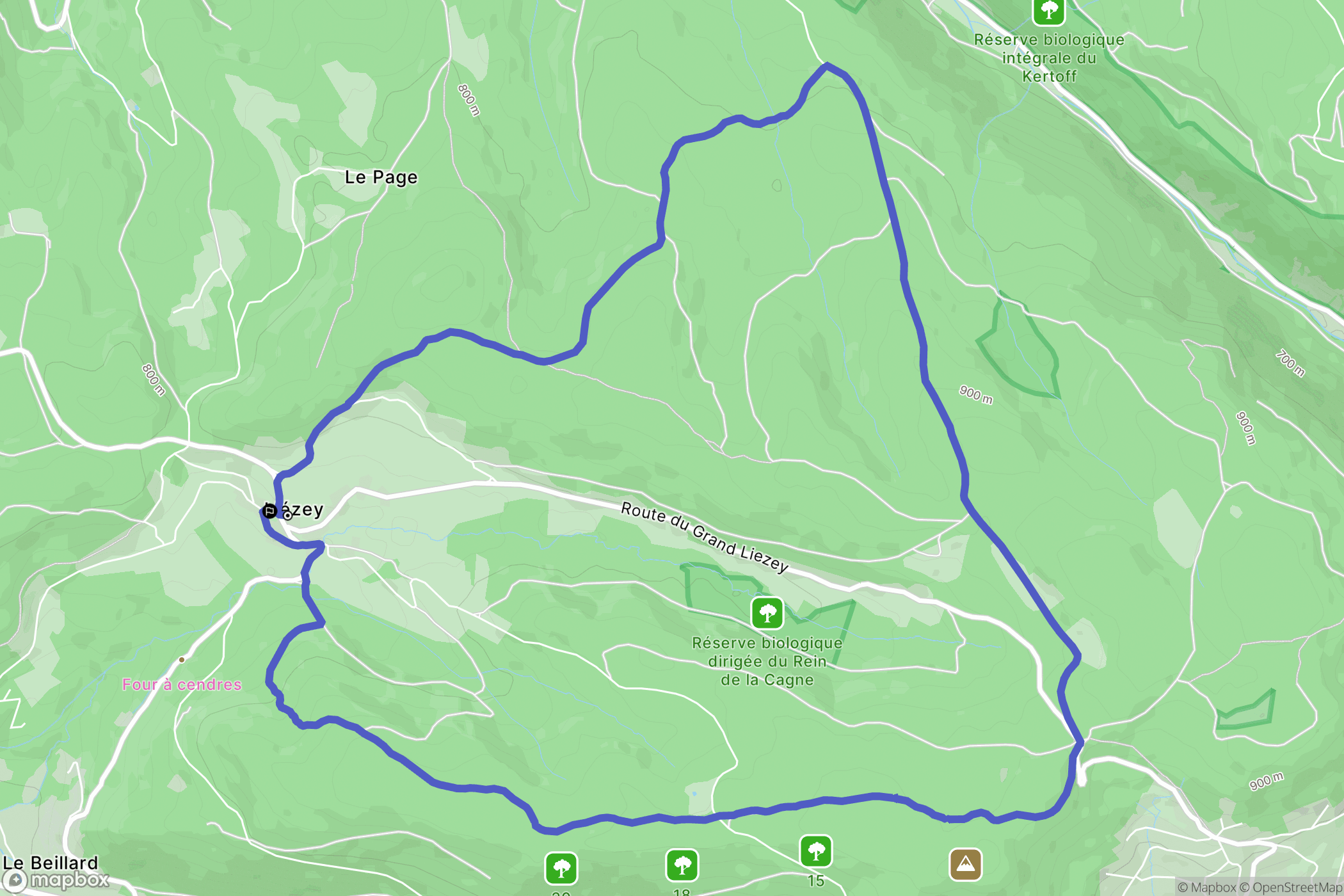 Liézey : carte du parcours de randonnée - France